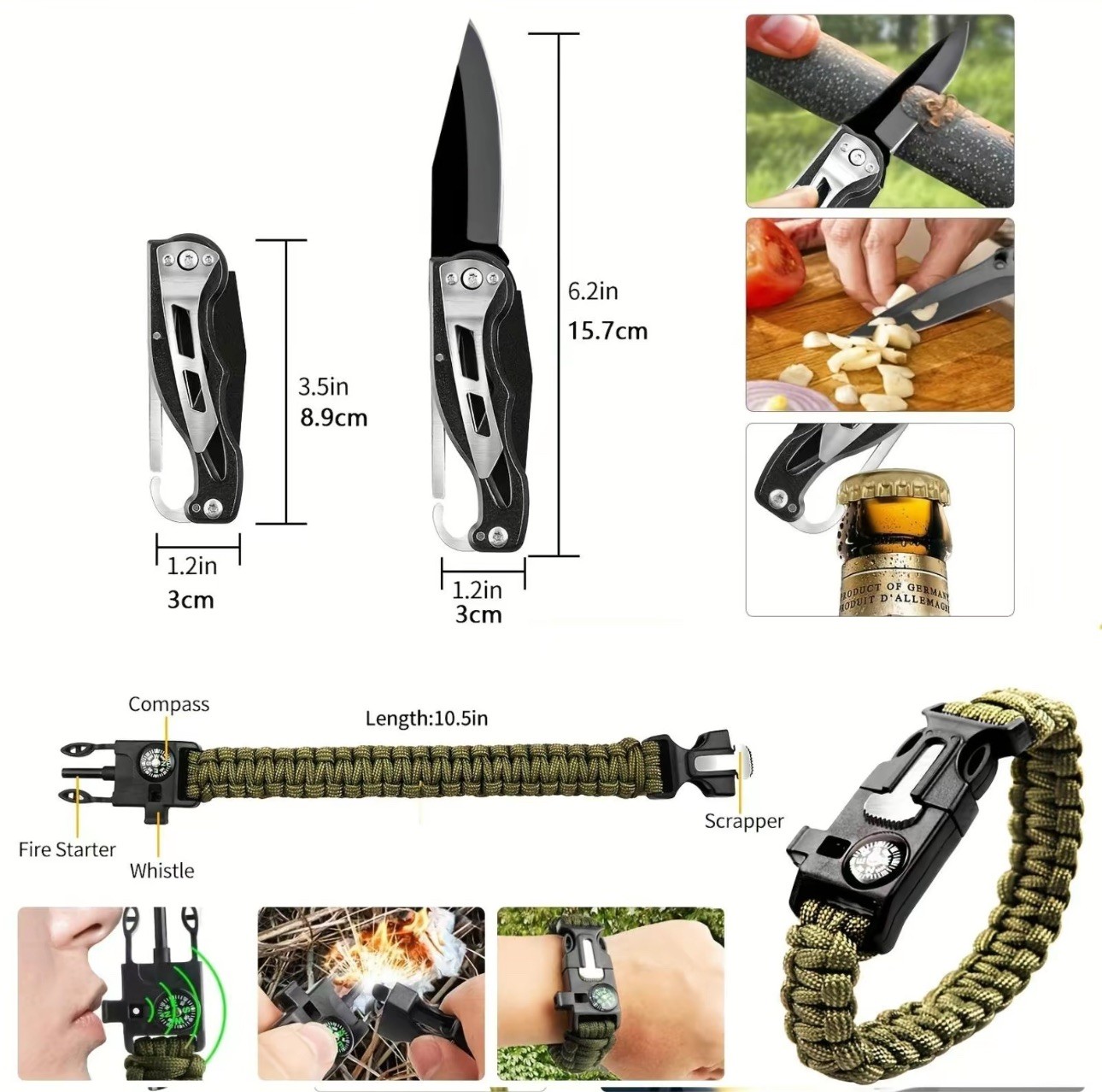 ANTARCTICA Emergency Survival Gear Kits 60 in 1, Outdoor Survival Tool with E…