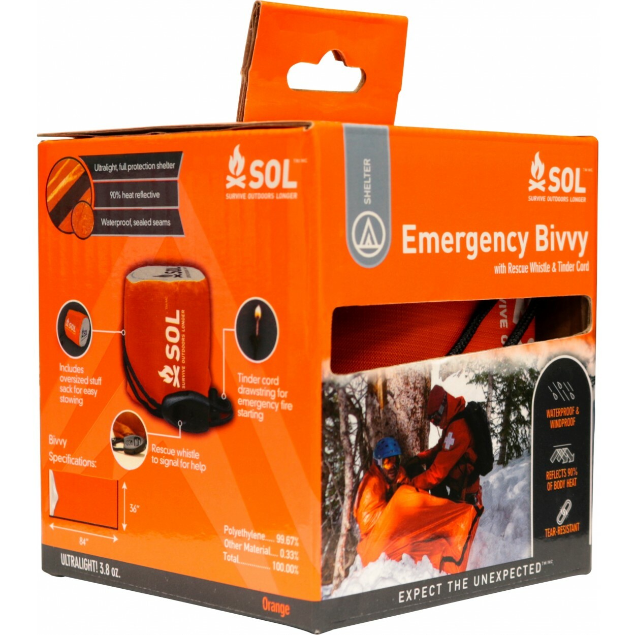 Survive Outdoors Longer® Emergency Bivvy, Hypothermia, Rescue Whistle 0140-1142