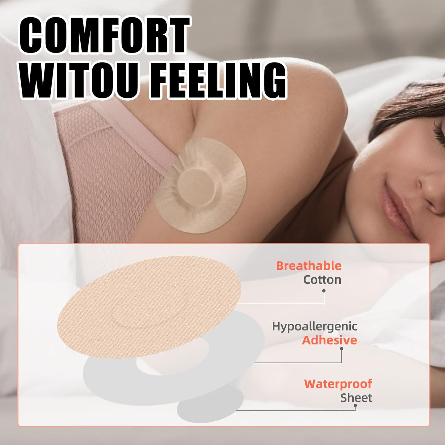 20PCS Adhesive Freestyle Libre 2/3 Sensor Patches, Waterproof & Sweatproof Beige