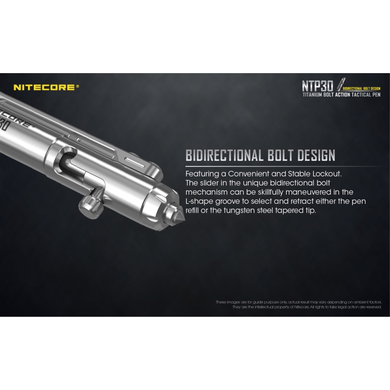 ~NEW~ Nitecore NTP30 Titanium Bidirectional Bolt Action Tactical Pen