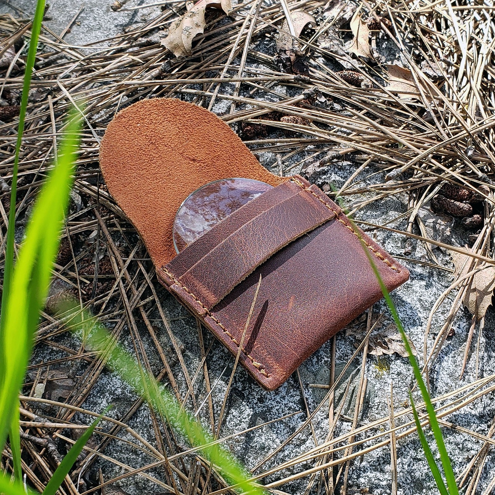 Pocket Magnifying Lens Leather Carry Pouch For Fire Making Tracking Plant