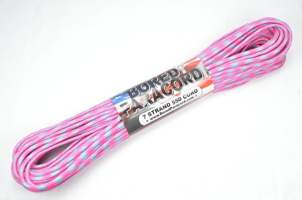 BORED? PARACORD! Brand Paracord/Parachute Cord 50 Feet, Cotton Candy