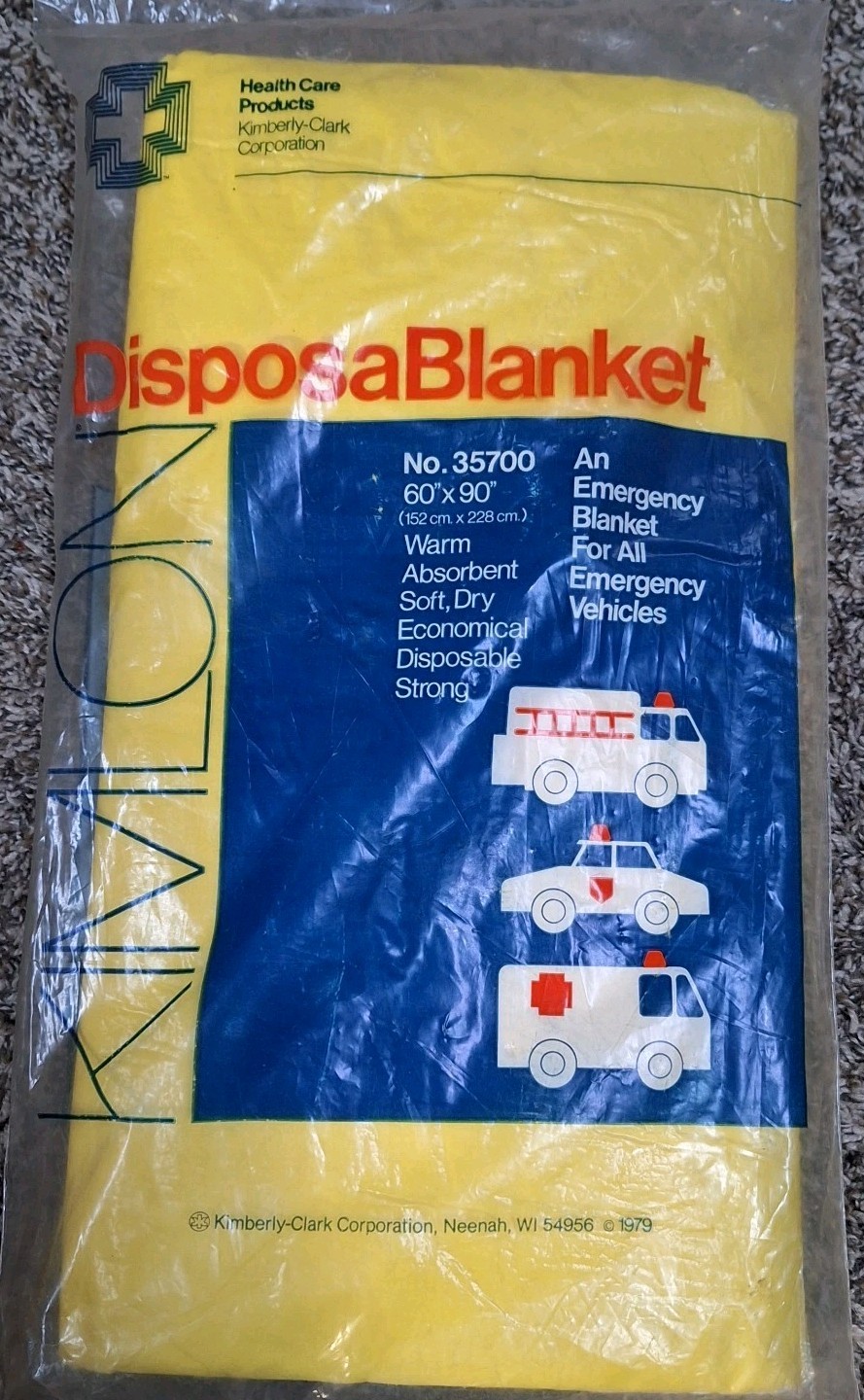 1970s Emergency Blanket Vintage 60″ X 90″ Camping Cold Weather Yellow Disposable