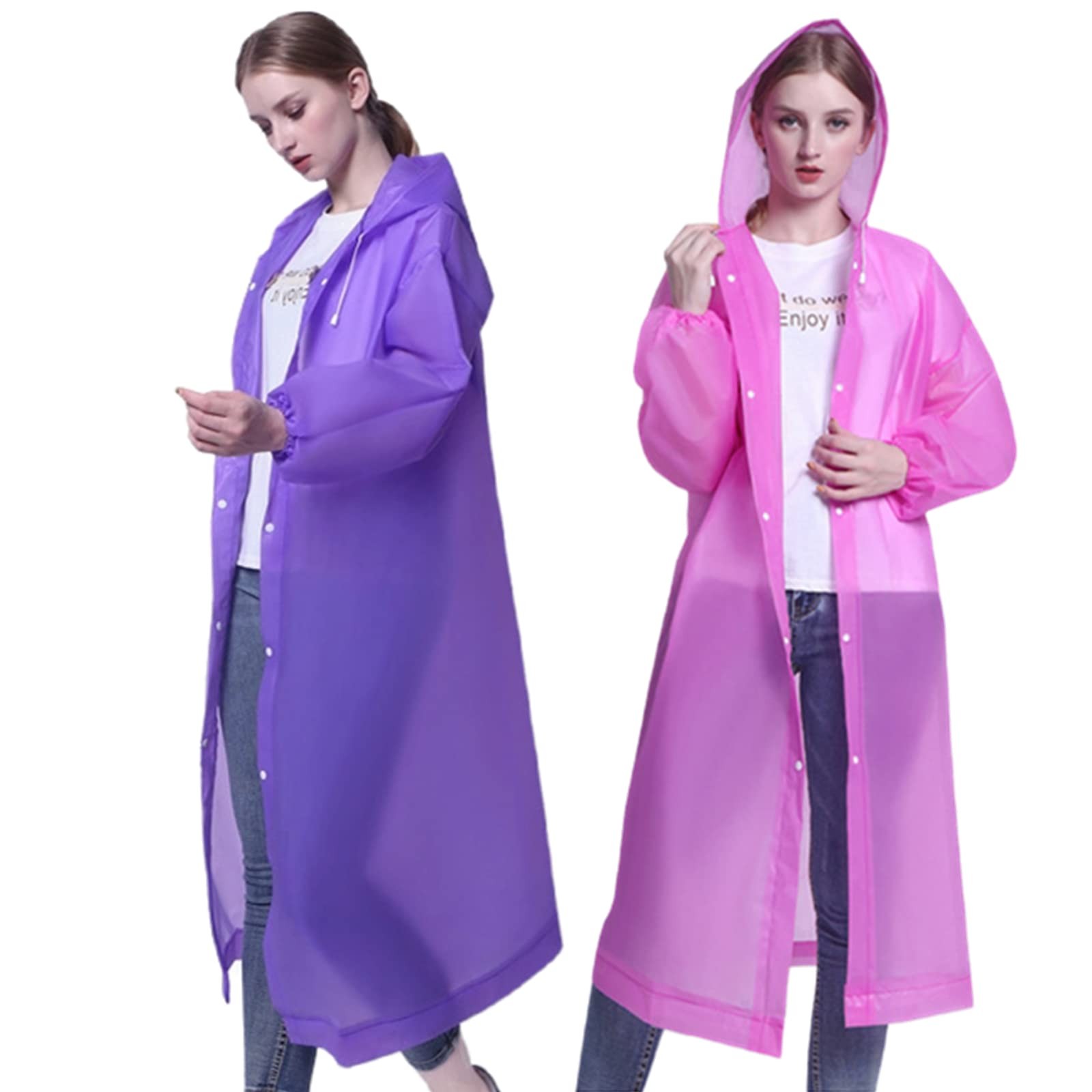Rain Poncho Raincoats for Adult Reusable – 2-5 Pack EVA Waterproof Rain Coat …