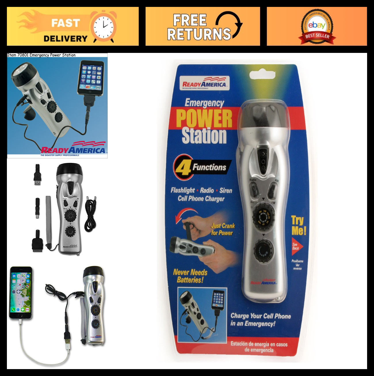 Emergency Power Station – 4 Function Portable Backup Battery, Disaster Preparedn