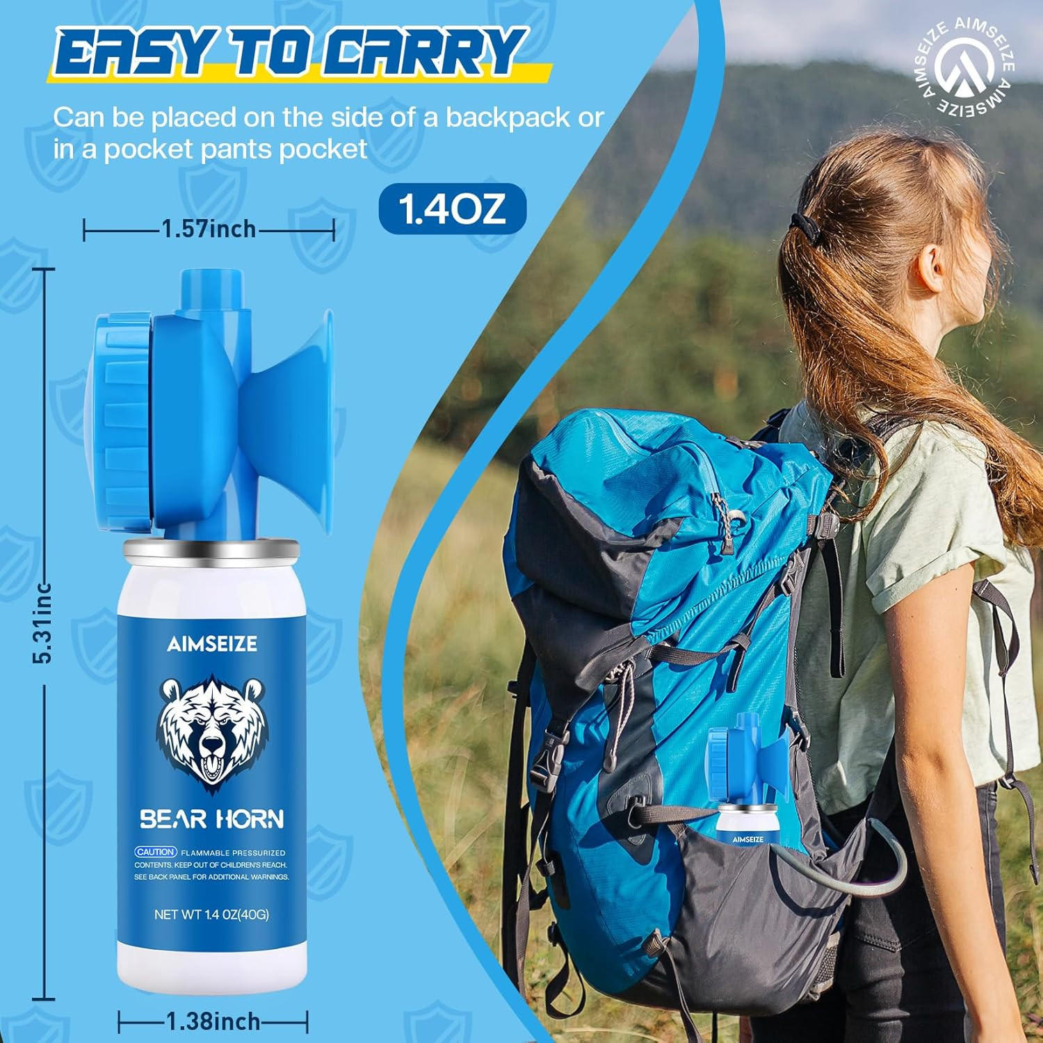 Bear Horn for Self Defense: 1.4Oz Air Horn to Scare Bears, 120Db Heard up to 1/2
