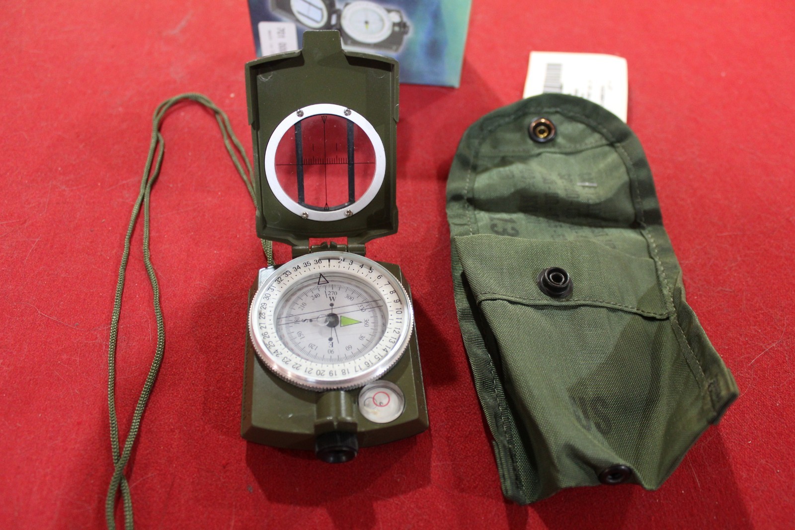 BACKPACK SURVIVAL LENSATIC COMPASS BUBBLE LEVEL360 SCALE MILITARY POUCH