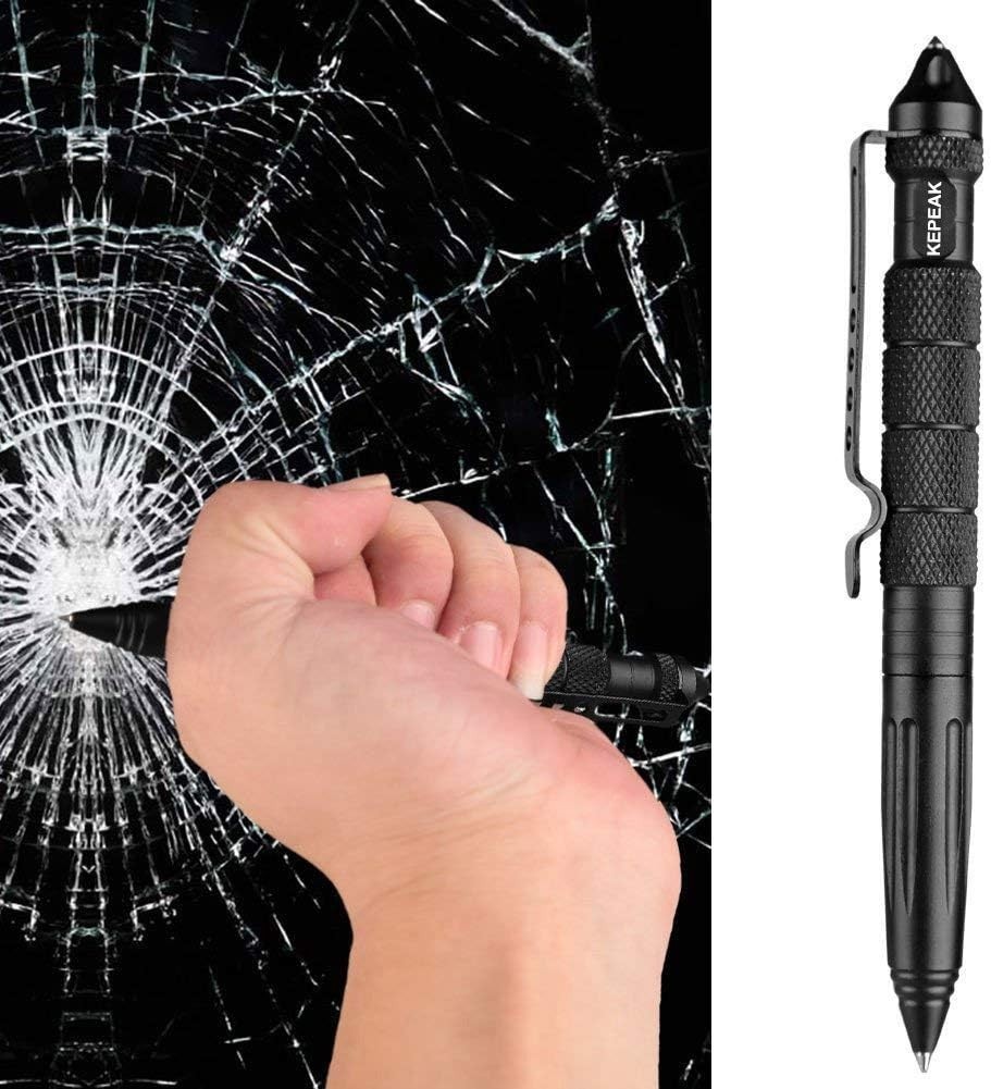 Tactical Pen Black Metal Glass Breaker Self Defense + Refills