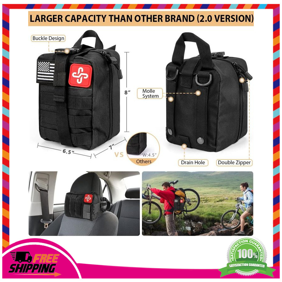 250Pcs Survival Kit First Aid Kit with Emergency Tent Molle Bag for Camping Gear