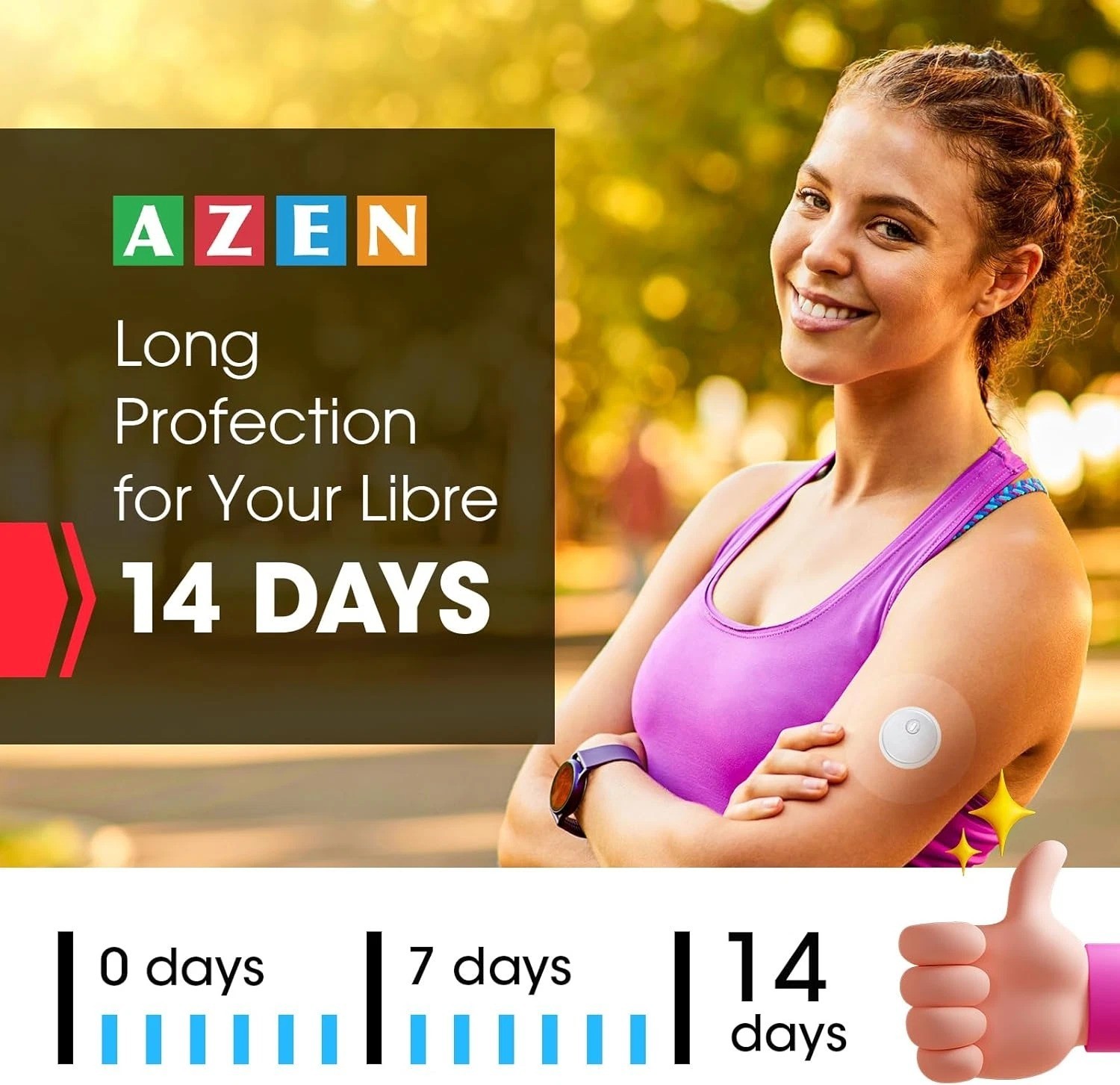 AZEN 60 Pack Freestyle Sensor Covers for Libre 3, Waterproof Adhesive Patches, W