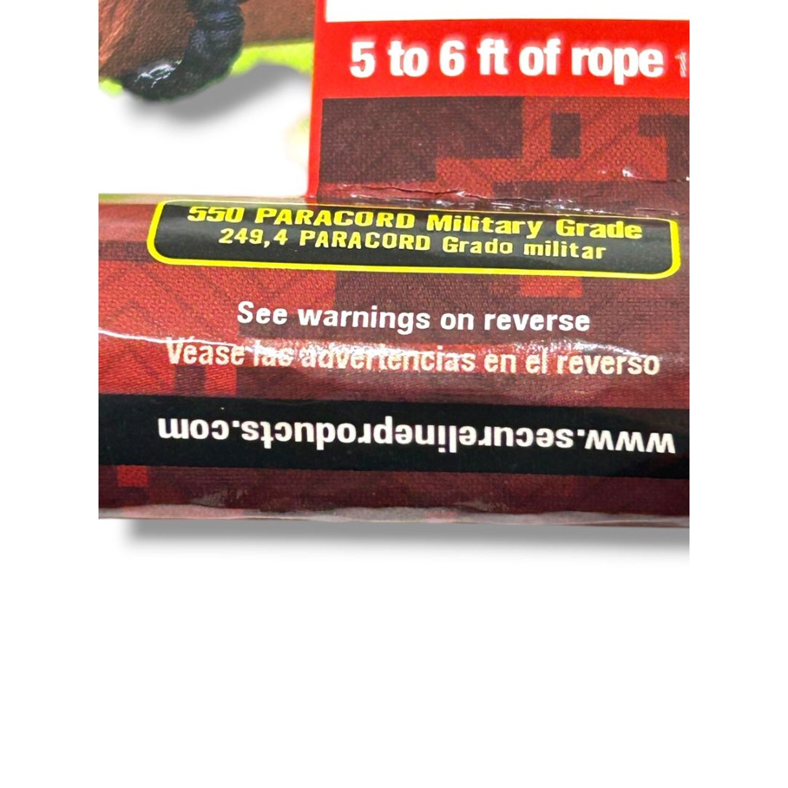Small (7″) SecureLine Survival Bracelet Clip Red Black 5-6ft Rope New