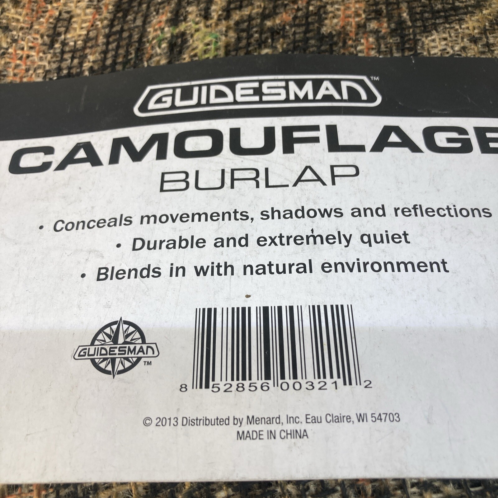 NWT Guidesman Camo Camouflage Fabric Cloth Burlap 54” x 12 ‘ 175-8855 Camping