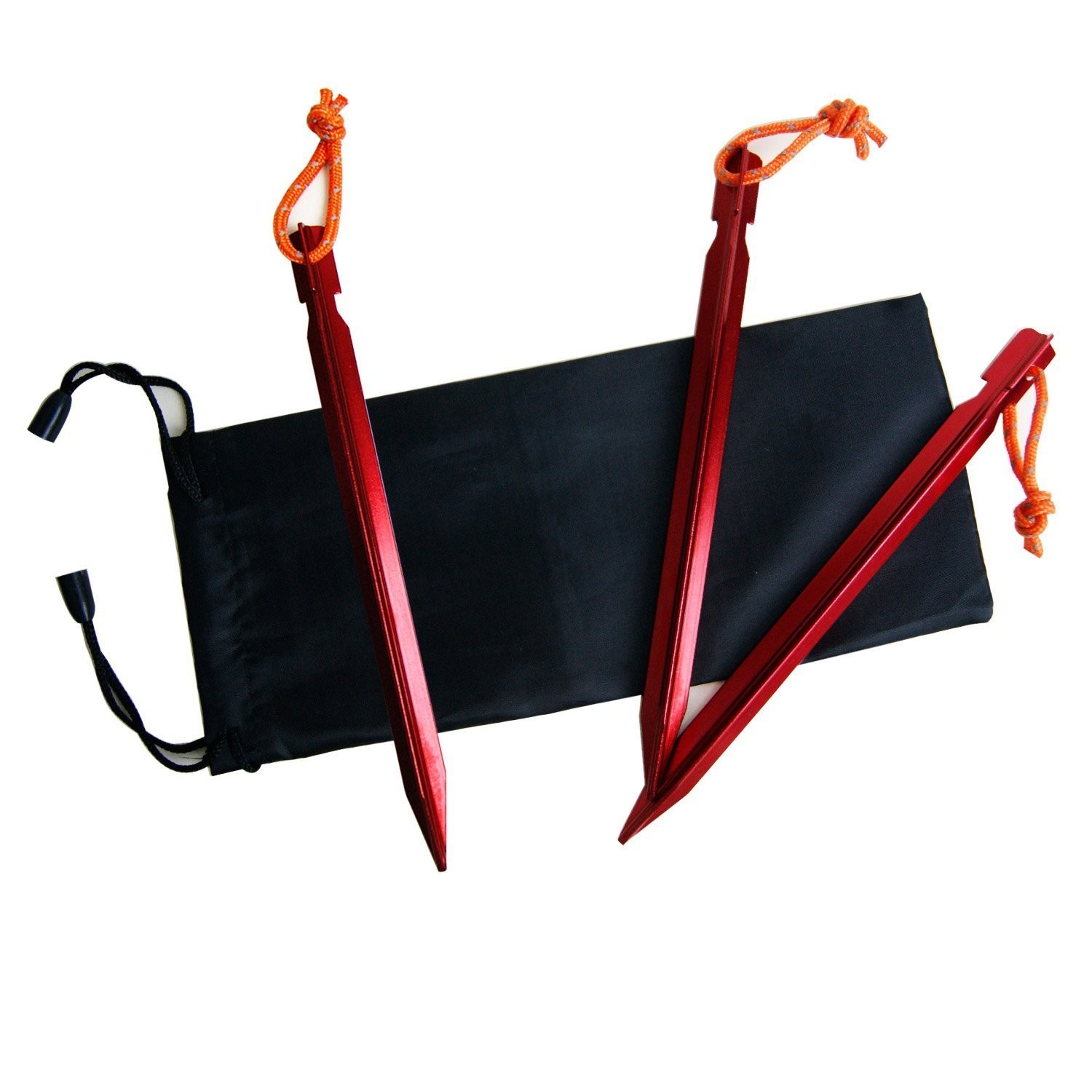 12 Pack Tent Stakes, 7075 Ground Metal Camping Aluminum One Size, Red