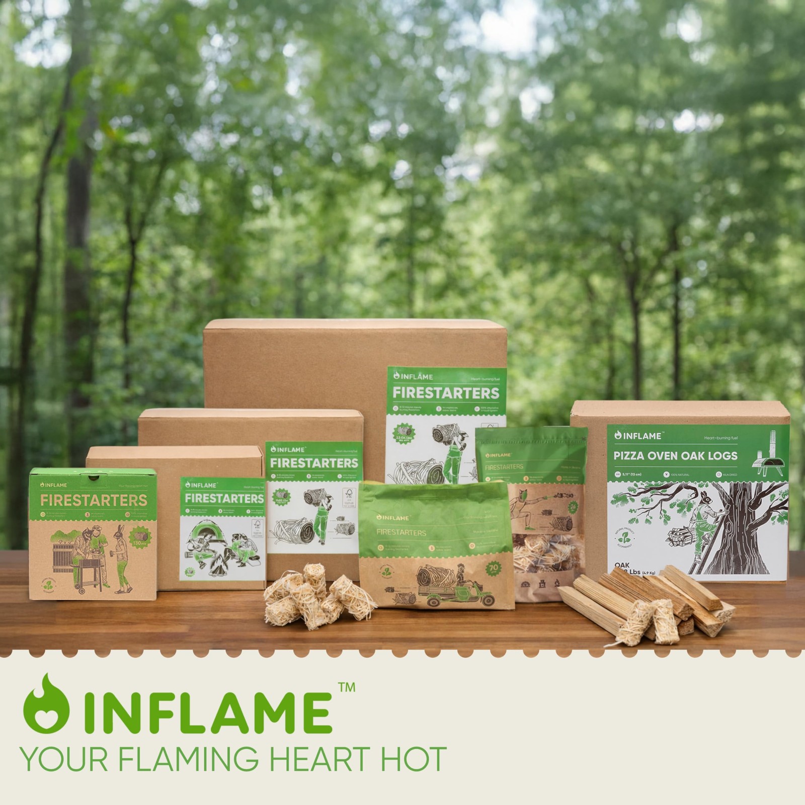 Inflame Fire Starters 130 pcs for Campfires, Grill, 130 pieces