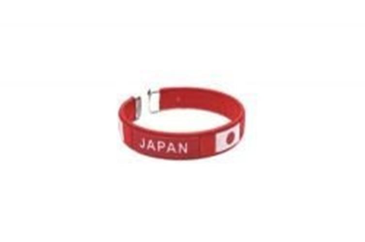 Japan Red Country Flag Flexible Adult C Bracelet Wristband..2.5 Inches in Diamet