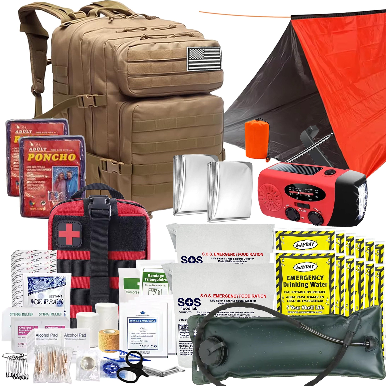 2 Person 72 Hour Essentials Survival Bug Out Bag with Food, Water, and Shelter