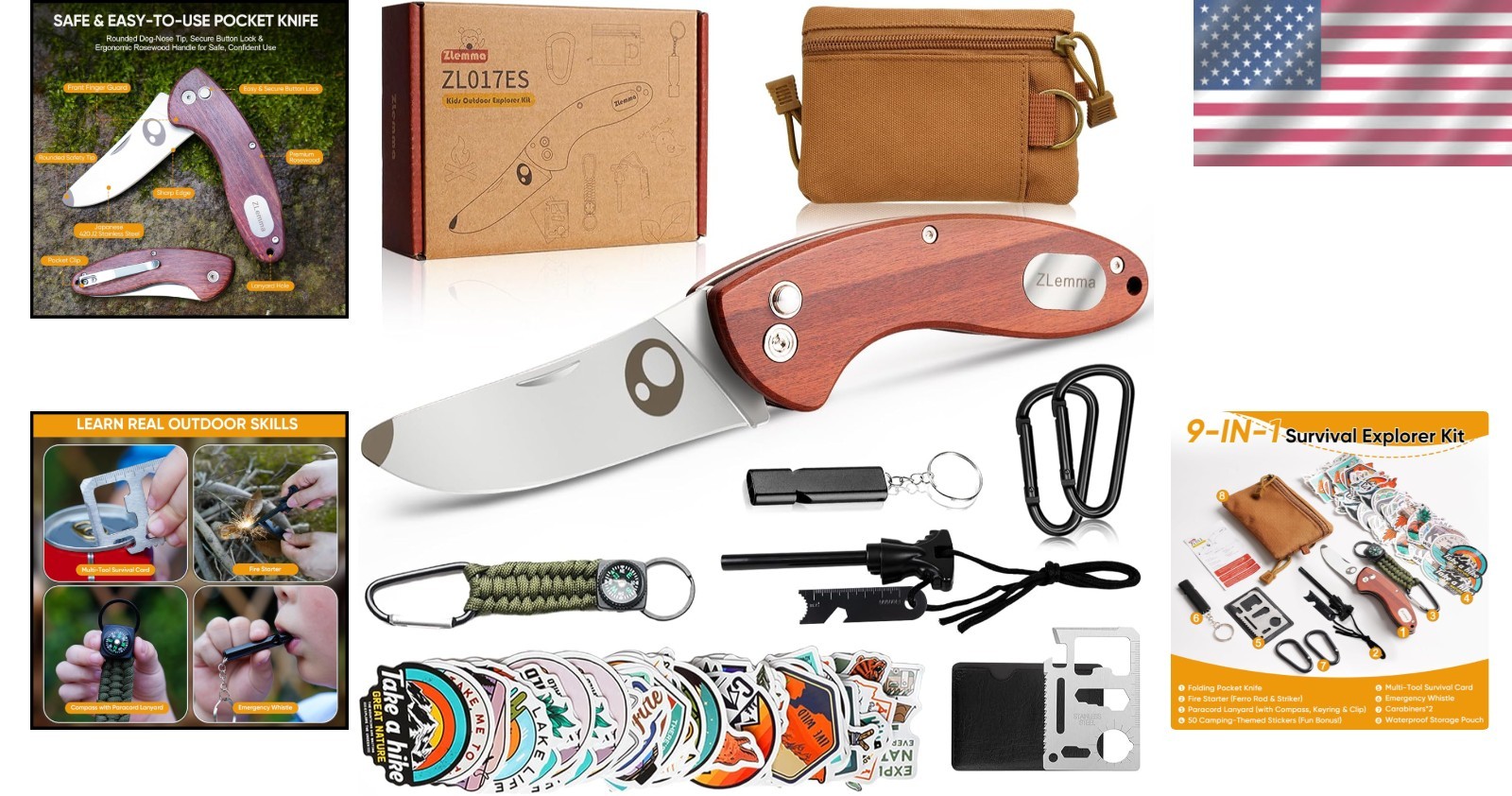 Zlemma Kids Outdoor Explorer Kit: All-in-One Survival Set for Young Adventurers
