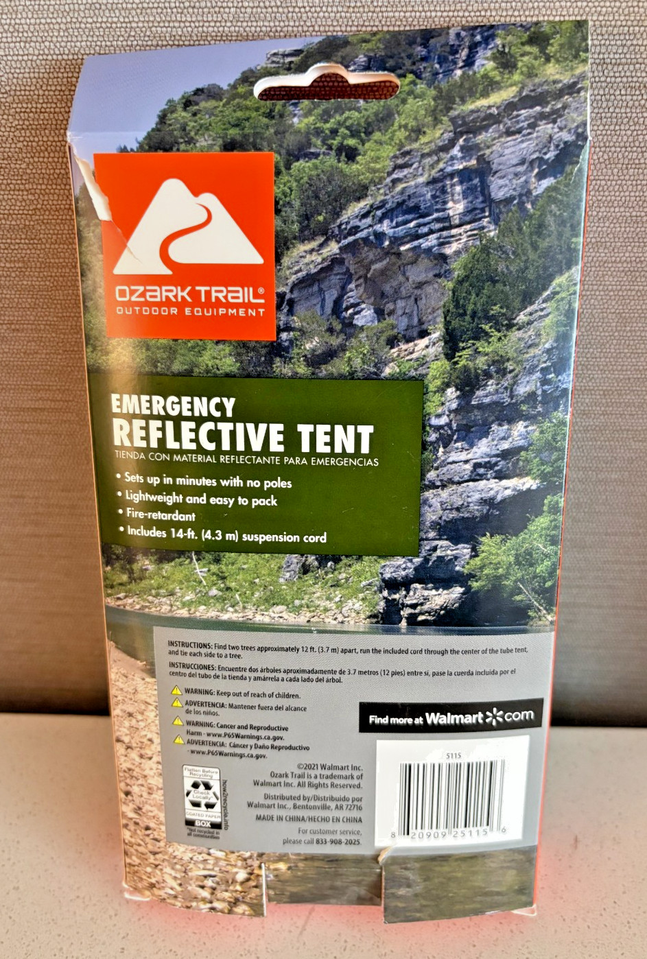 Ozark Trail Outdoor Emergency Survival Reflective Light Tent & Suspension Cord