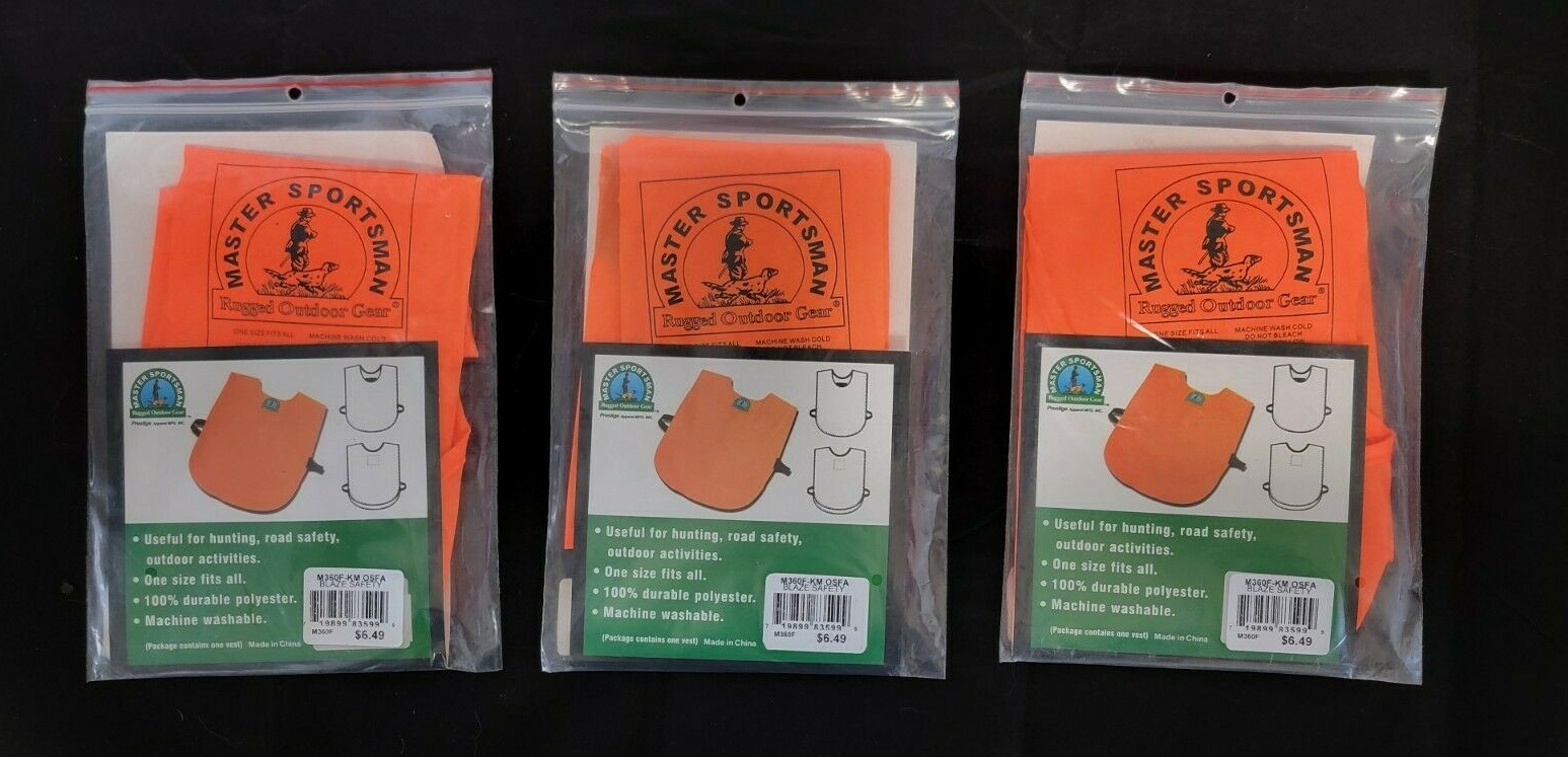 Master Sportsman Multi-Purpose Safety Vest OSFA Blaze Safety 3 Pack