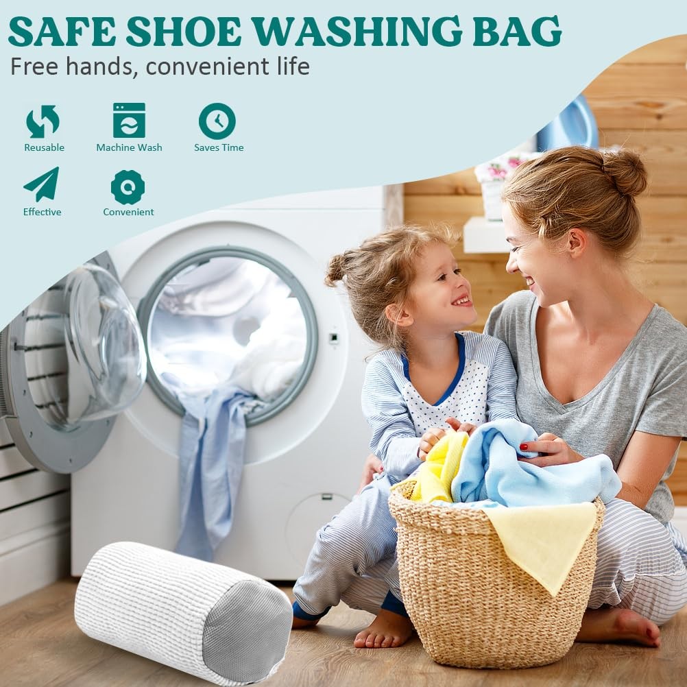 Shoe Washing Machine Bag 2 Pack, 360°Deep Clean 12.87 liters, White2pcs