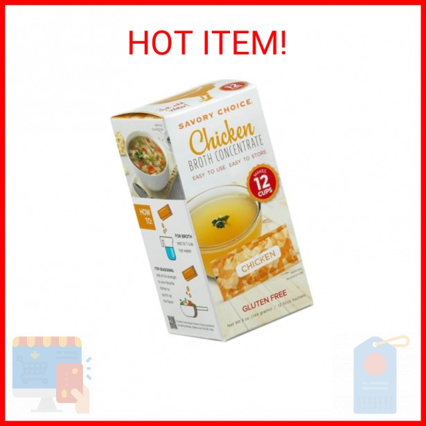 SAVORY CHOICE Chicken Broth Concentrate, 1 Box of 12 Packets (12g) – Gluten-Free