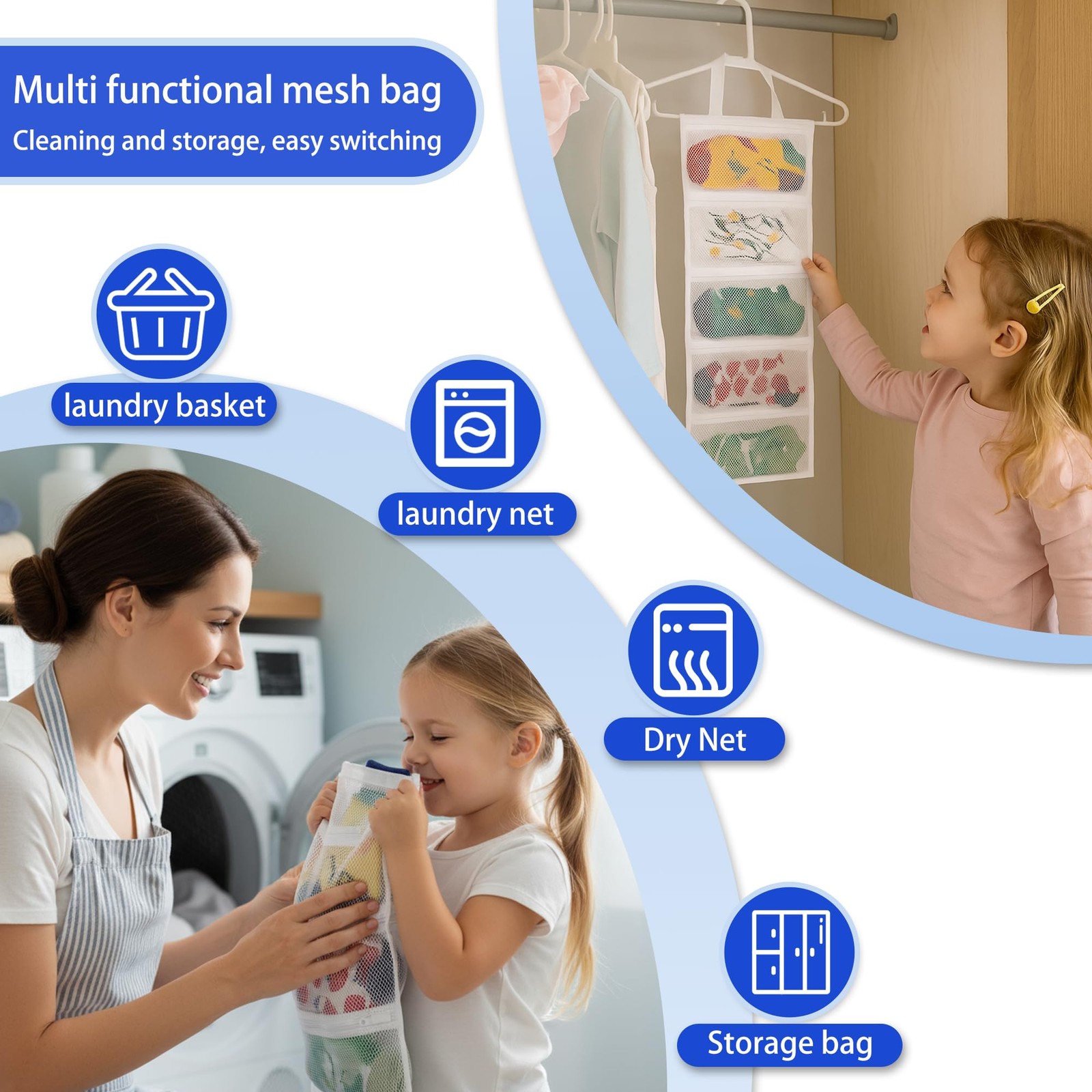 Mesh laundry bags for washing machine, can wash 10 pairs of socks, Small