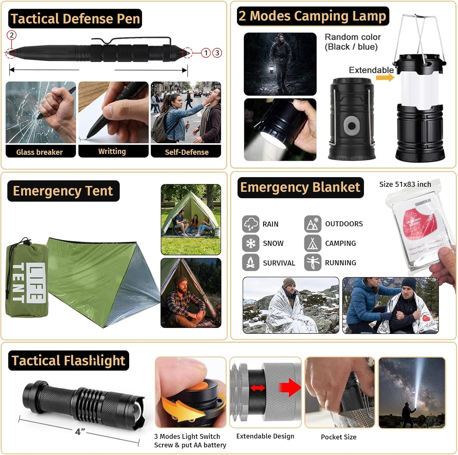 Survival Kit, 294 Pcs Survival Gear First Aid Kit with Molle System Compatible B