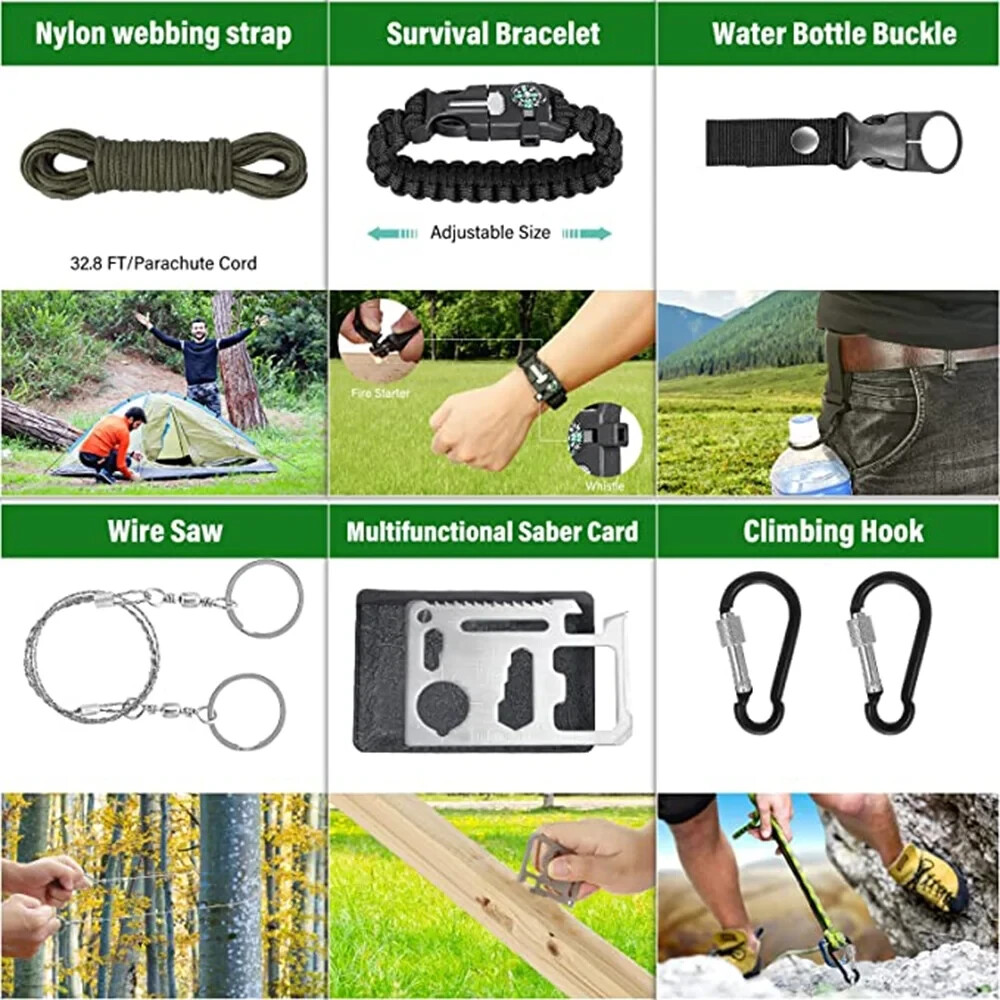 Survival Kit and First Aid Kit, 142Pcs Professional Survival Gear and Equipment