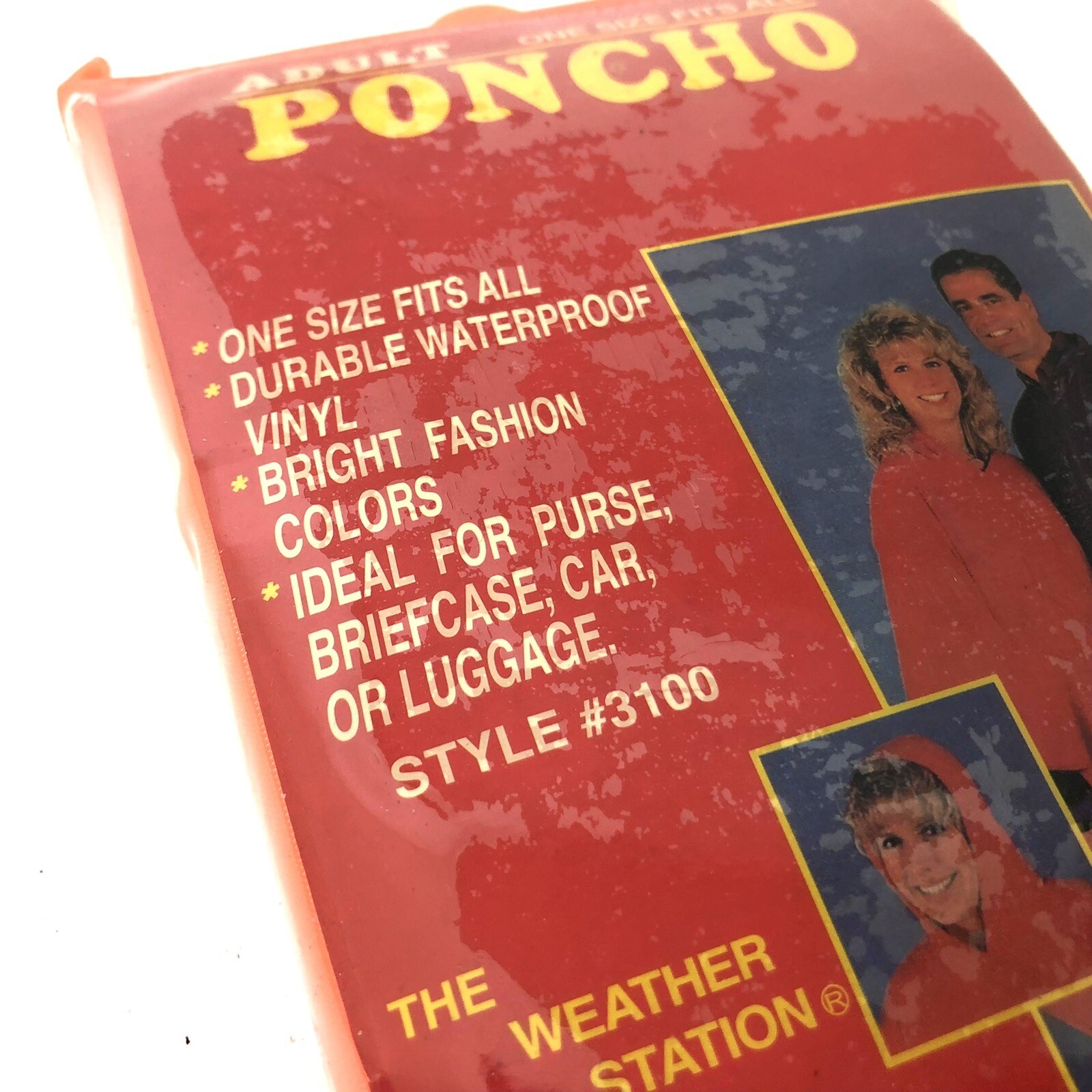 Vintage Adult Poncho Vinyl The Weather Station Orange