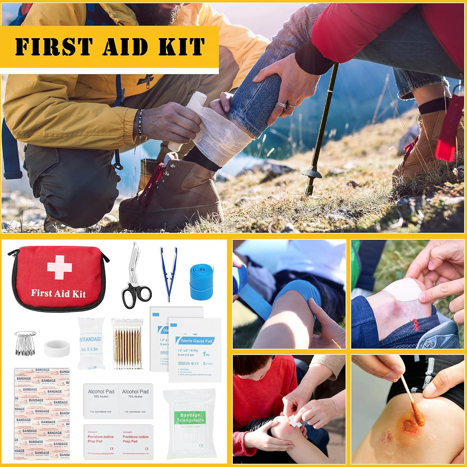 Survival First Aid Kit,99Pcs Professional Survival Gear Large Hiking Backpack wi