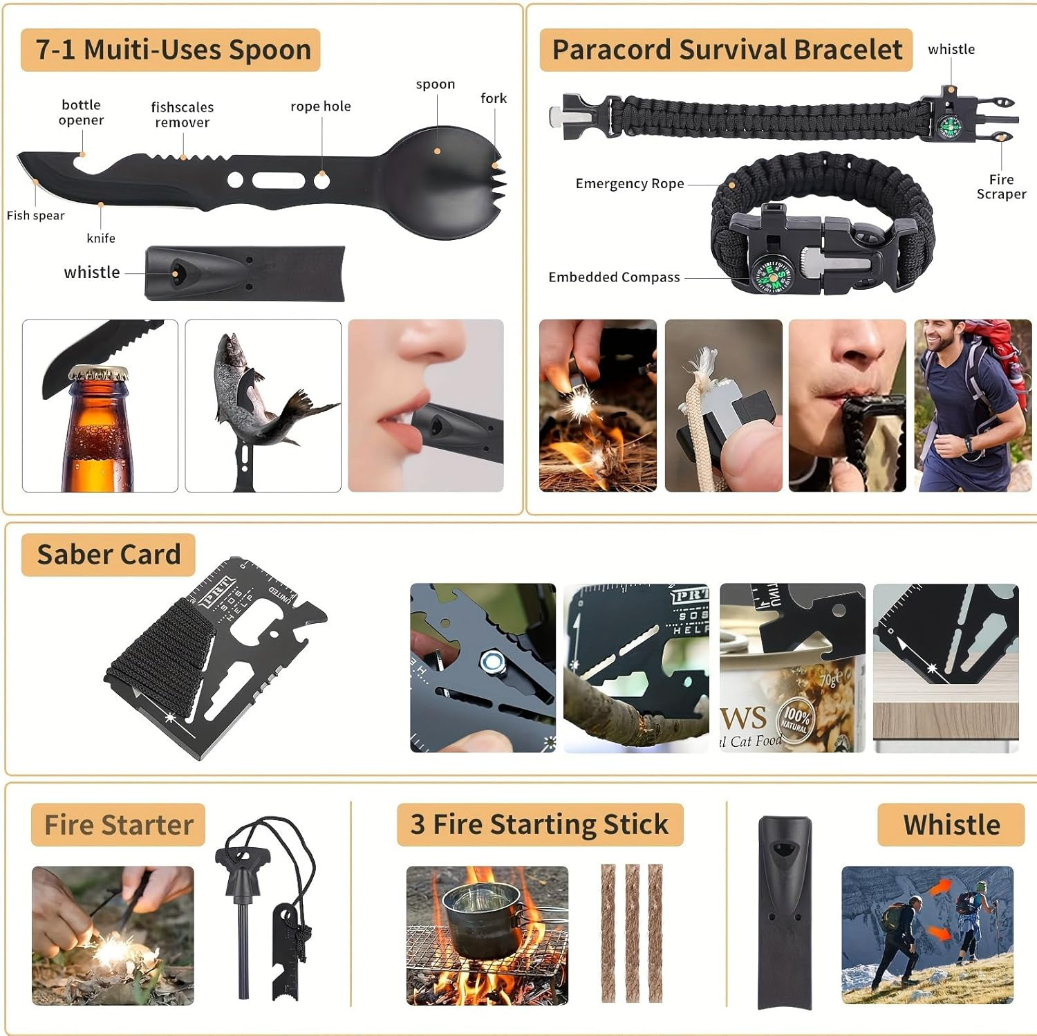 252-Piece Survival Gear Kit with Molle Bag and Emergency Tent for Outdoor Use