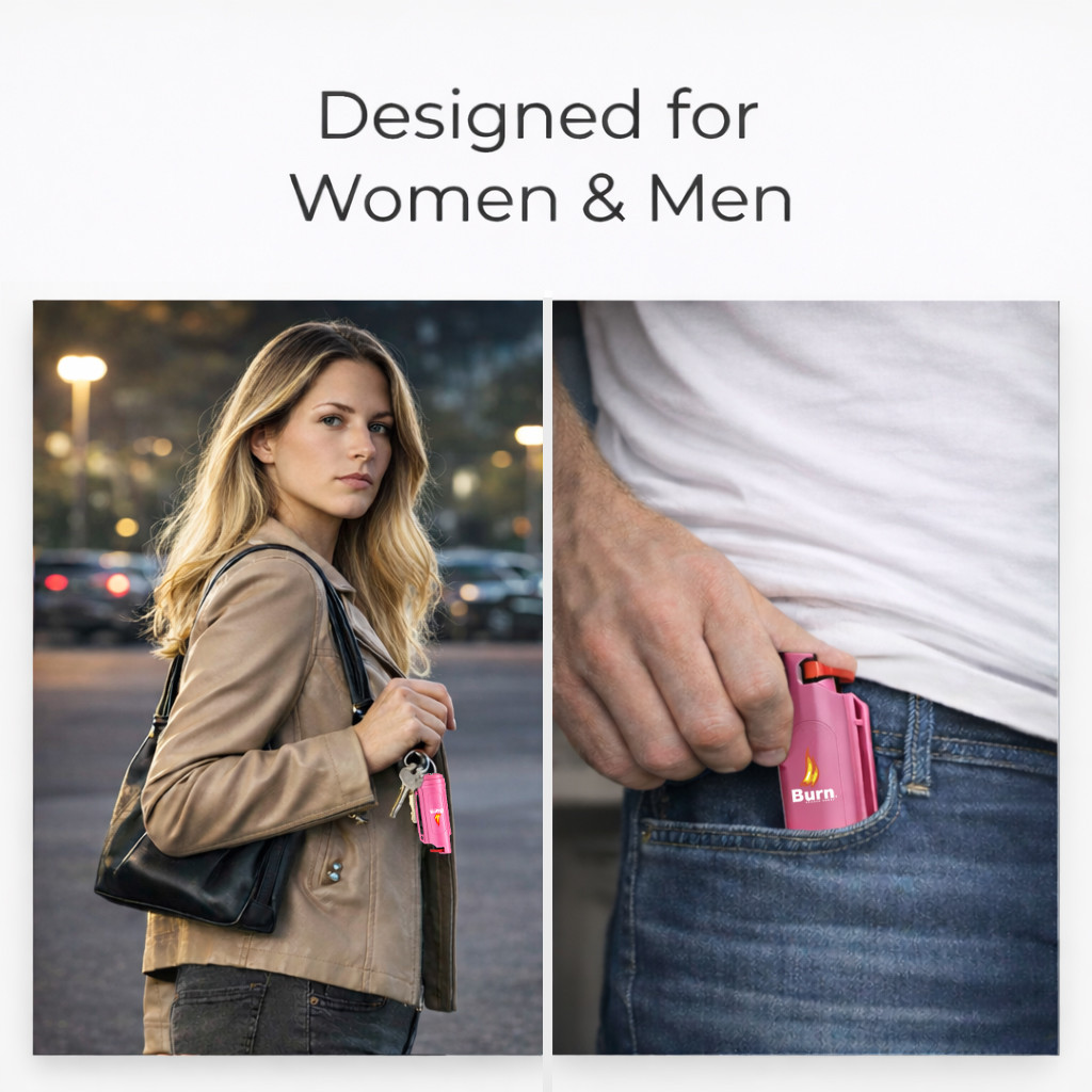 2 Pack Burn Max Strength Pepper Spray for Self Defense in Pink