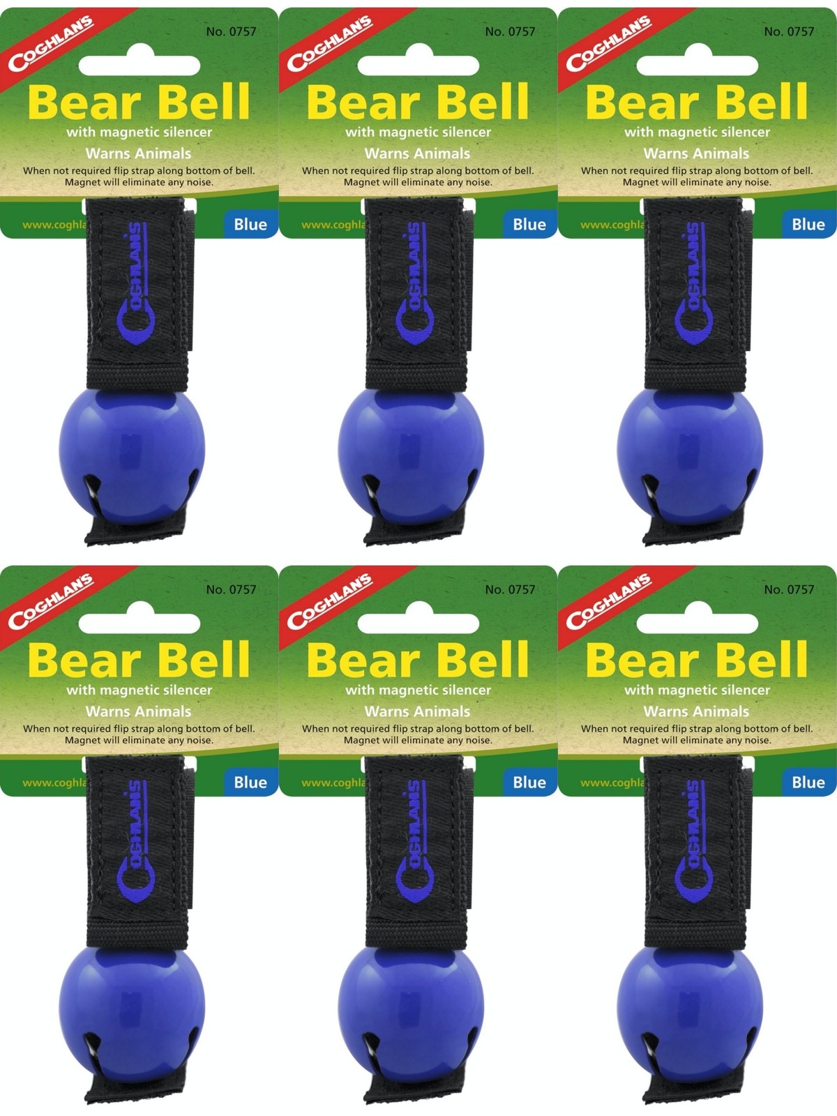 Coghlan’s Bear Bell with Magnetic Silencer – Blue (6-Pack)