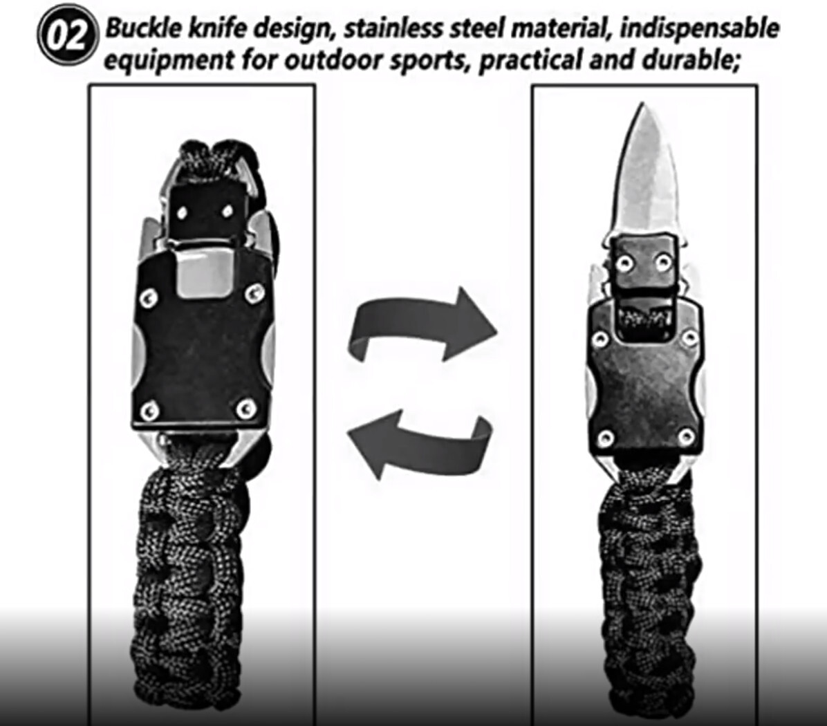 2 Pack Army Green Camo Survival Gear Parachute Cord Tactical Knife Bracelet