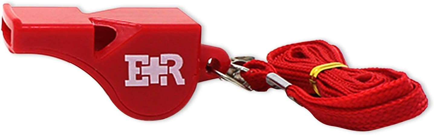 Ever Ready First Aid Lifeguard Coach Sports Whistle with Lanyard Red – 3 Pack
