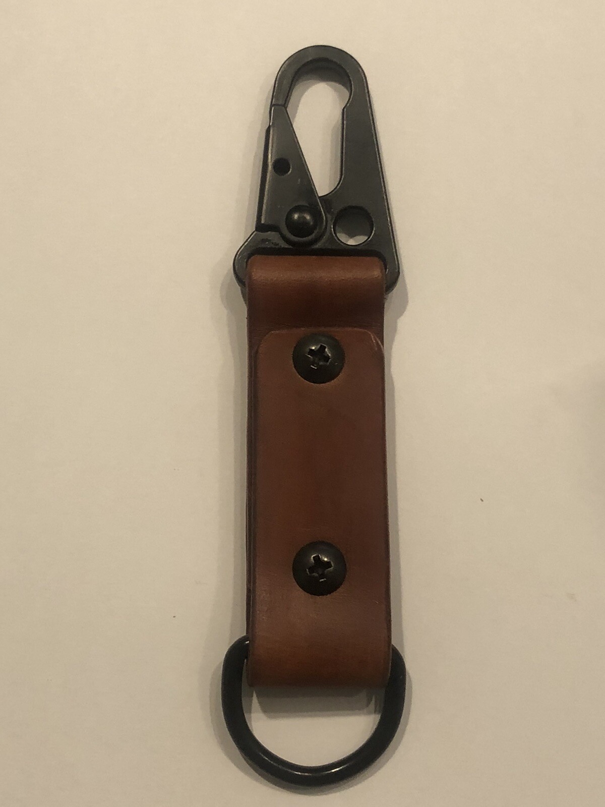 HK Clip Leather Keychain With Coyote Stamp