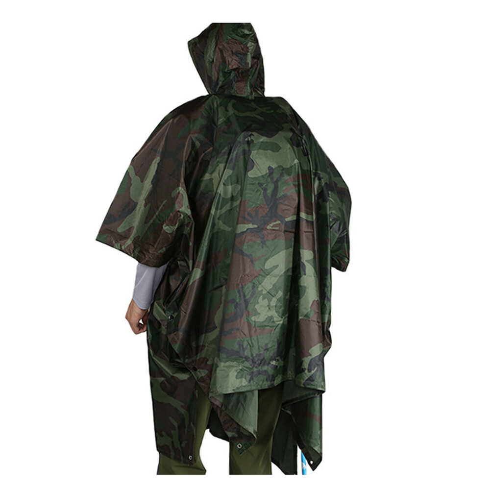 Waterproof RipStop Hooded Rain Poncho Outdoor Multi-Use Camping Hiking