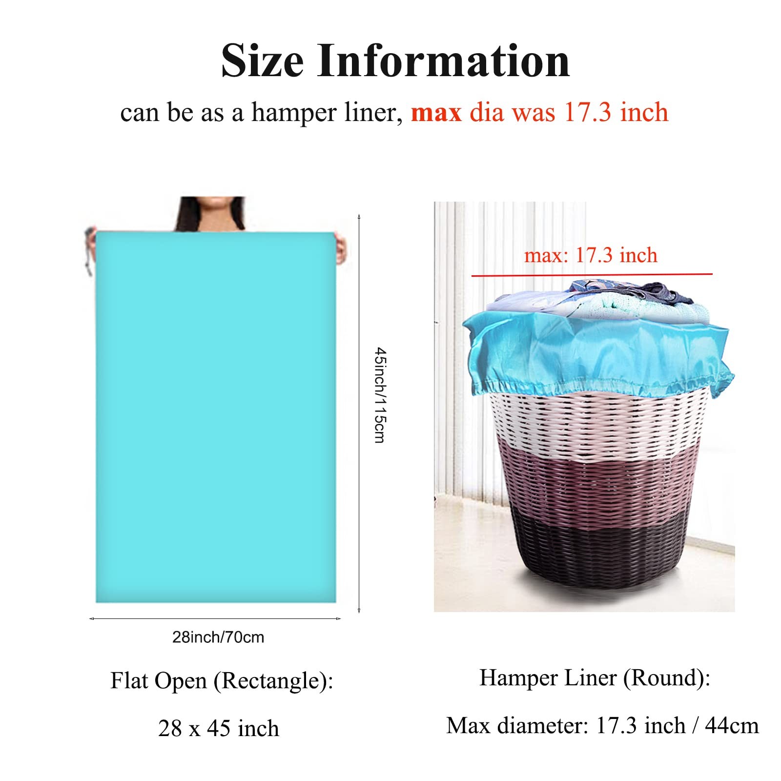 OTraki Extra Large Laundry Bag 2 Pack 28×45 inch, Turquoise Blue
