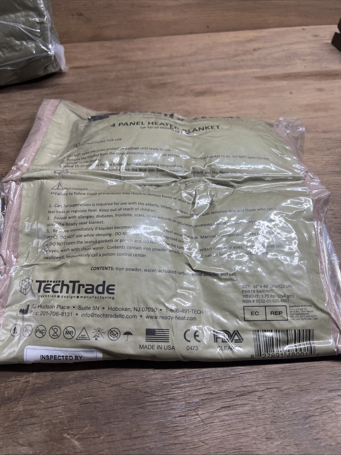 READY-HEAT 4-PANEL HEATED EMERGENCY/SURVIVAL BLANKET+ HEAT REFLECTIVE SHELL
