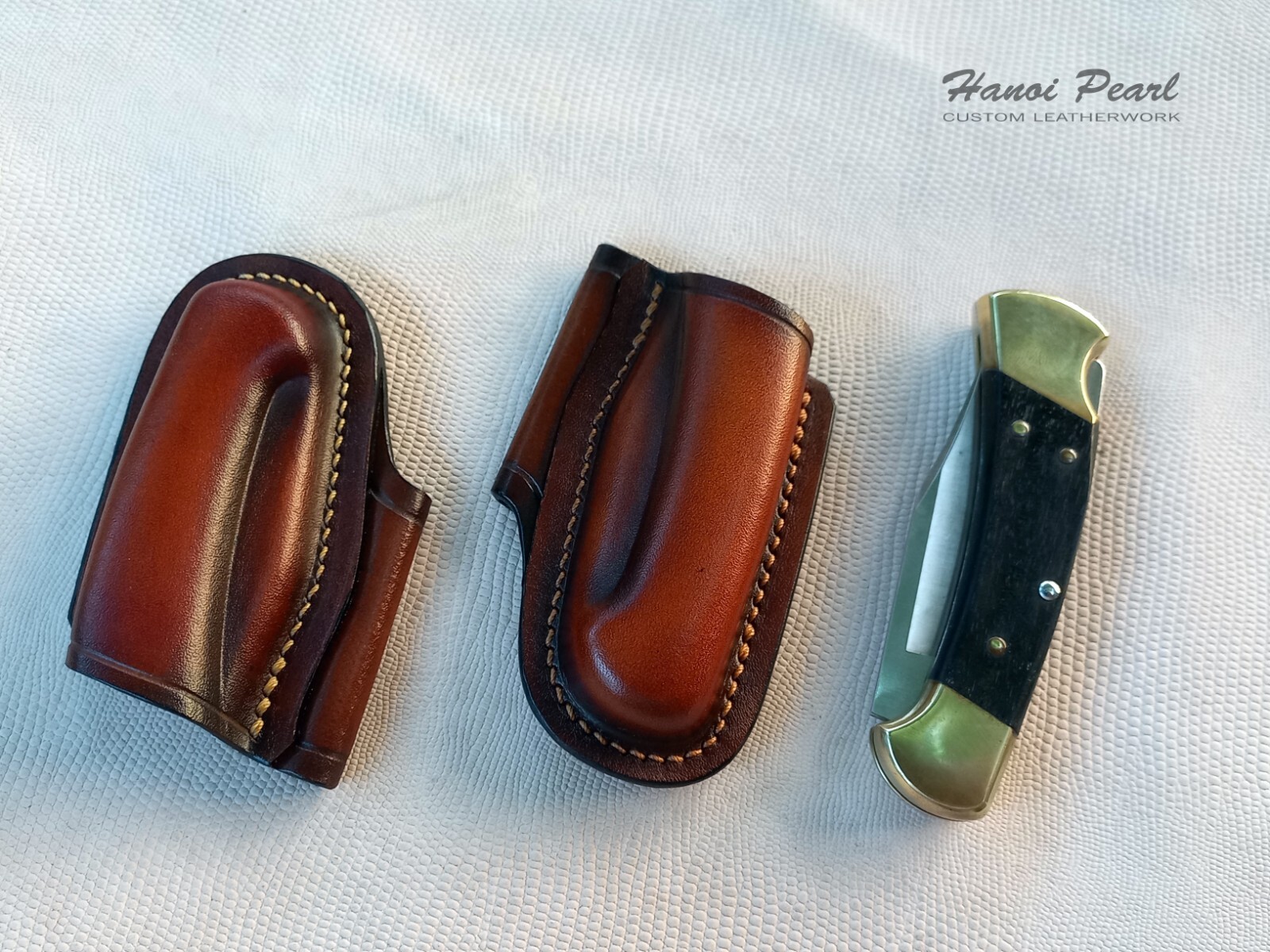 Buck 112 Custom Sheath | Strongside Horizontal Carry Leather Sheath