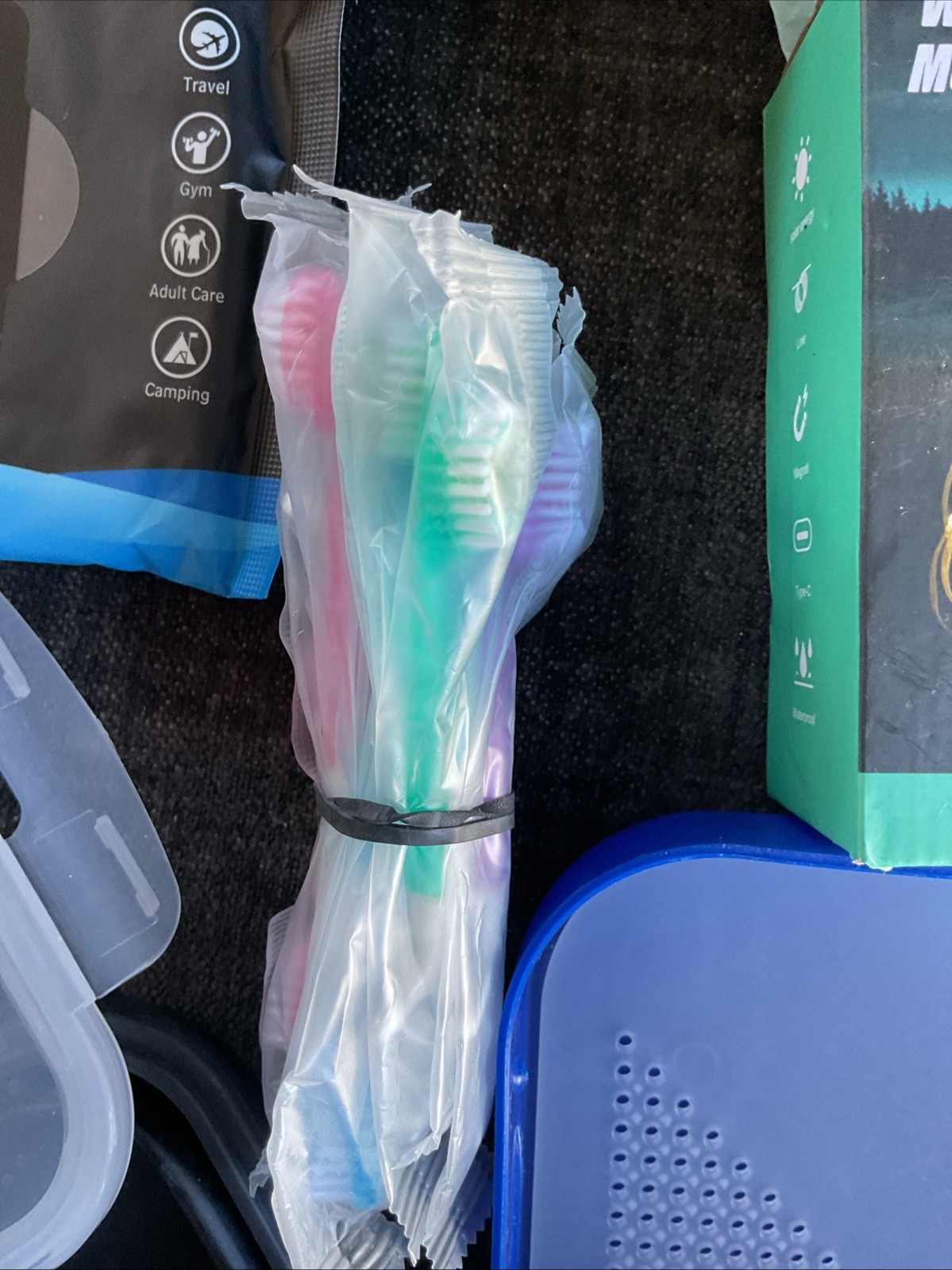 Burning Man Camping Kit WAG Bags,Mess, Wipes, Lights , Disposable Toothbrushes,