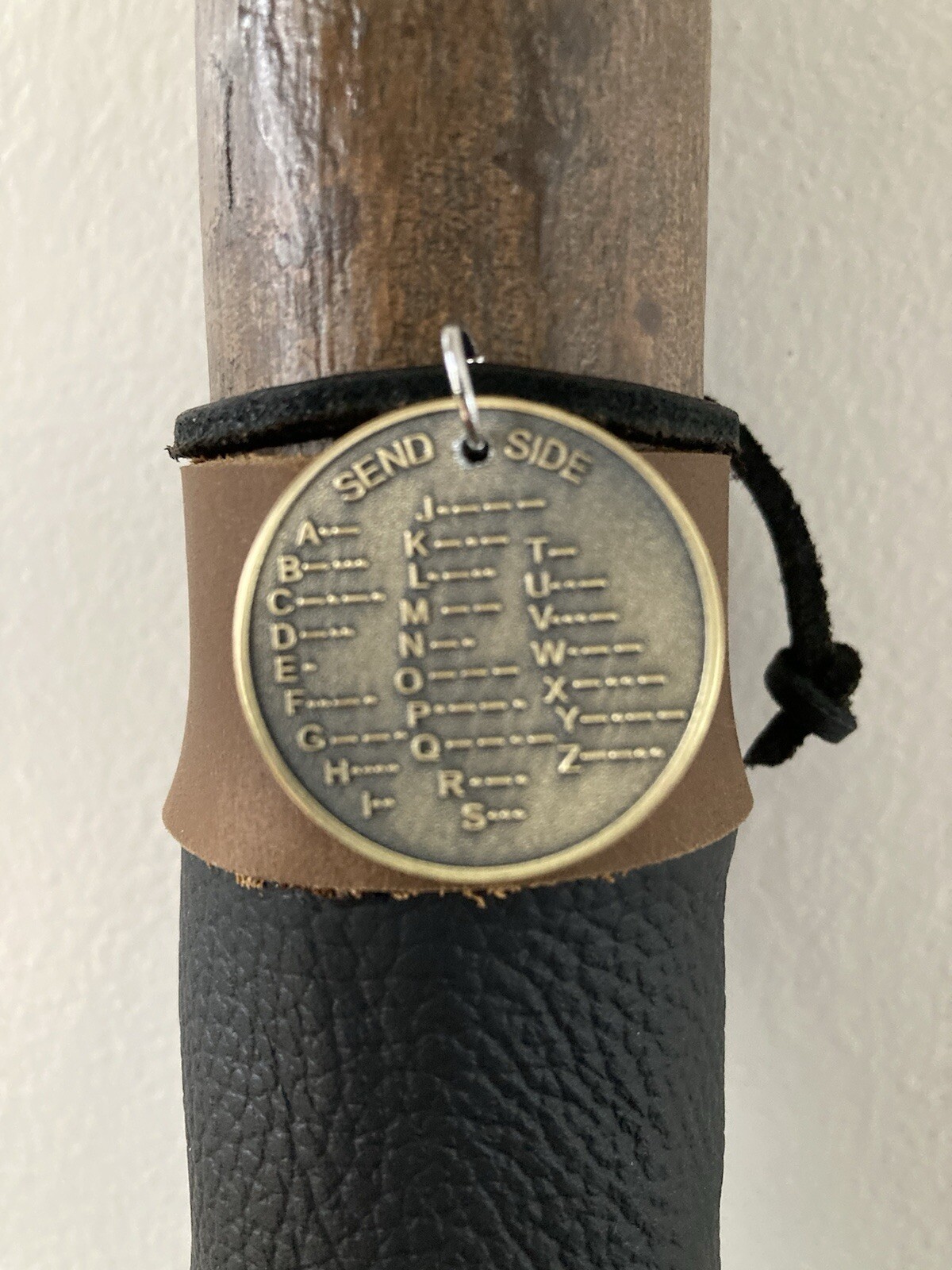 Survival Hiking Staff With Fire steel Leather Pouch And Compass