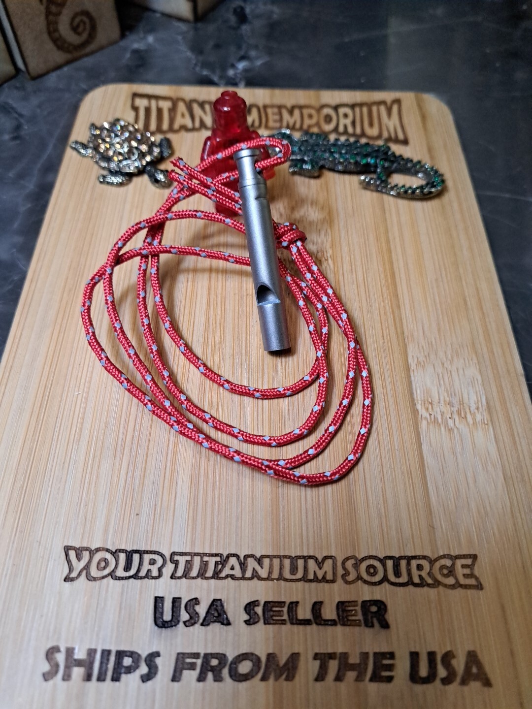 Small Titanium Alloy Whistle With Lanyard