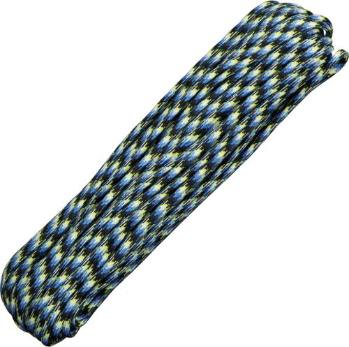 Parachute Cord Blue Snake RG008H (Blue, black, cream). 100 ft. le