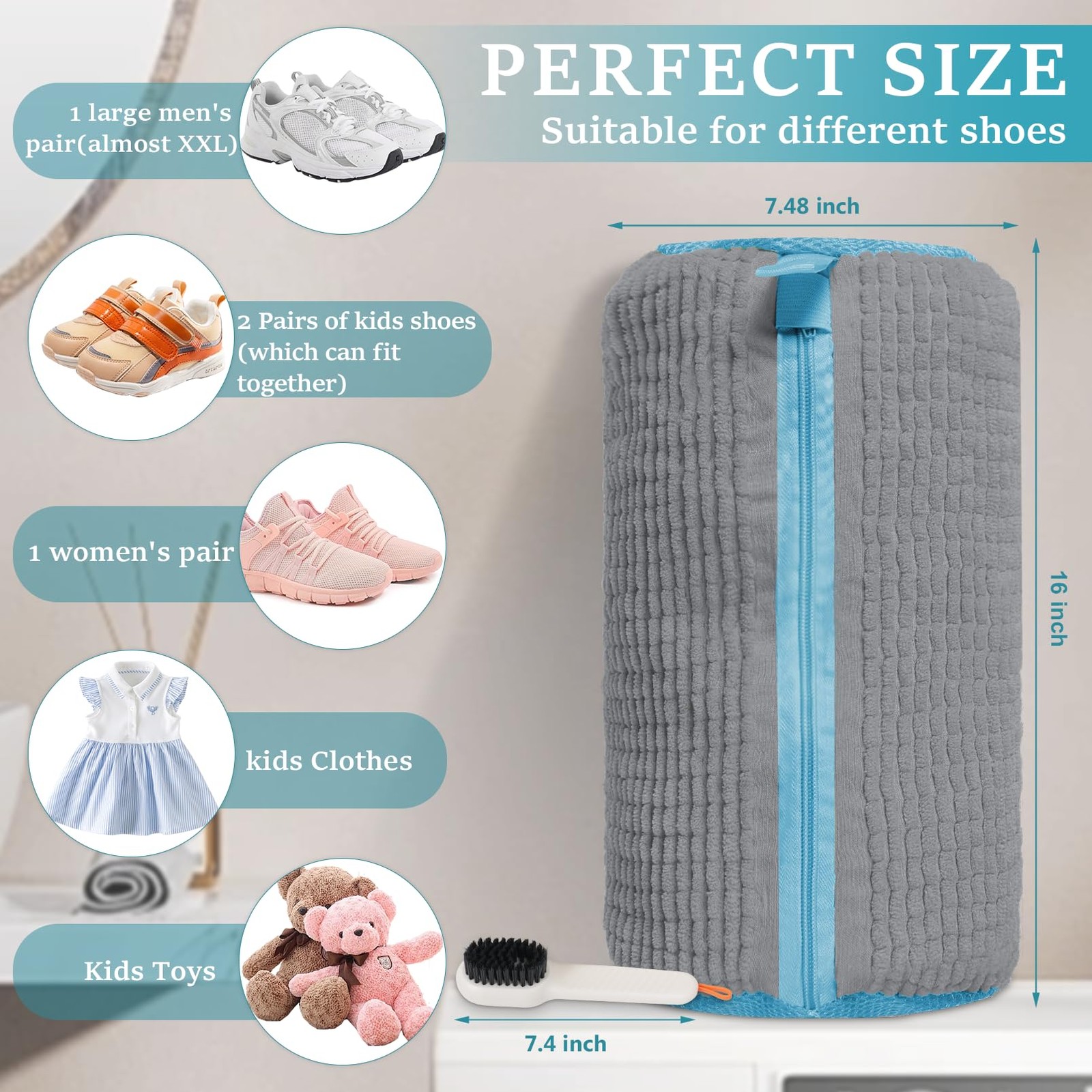 XXL Shoe Washing Machine Bag – 2 Pcs Laundry for Washer and Grey