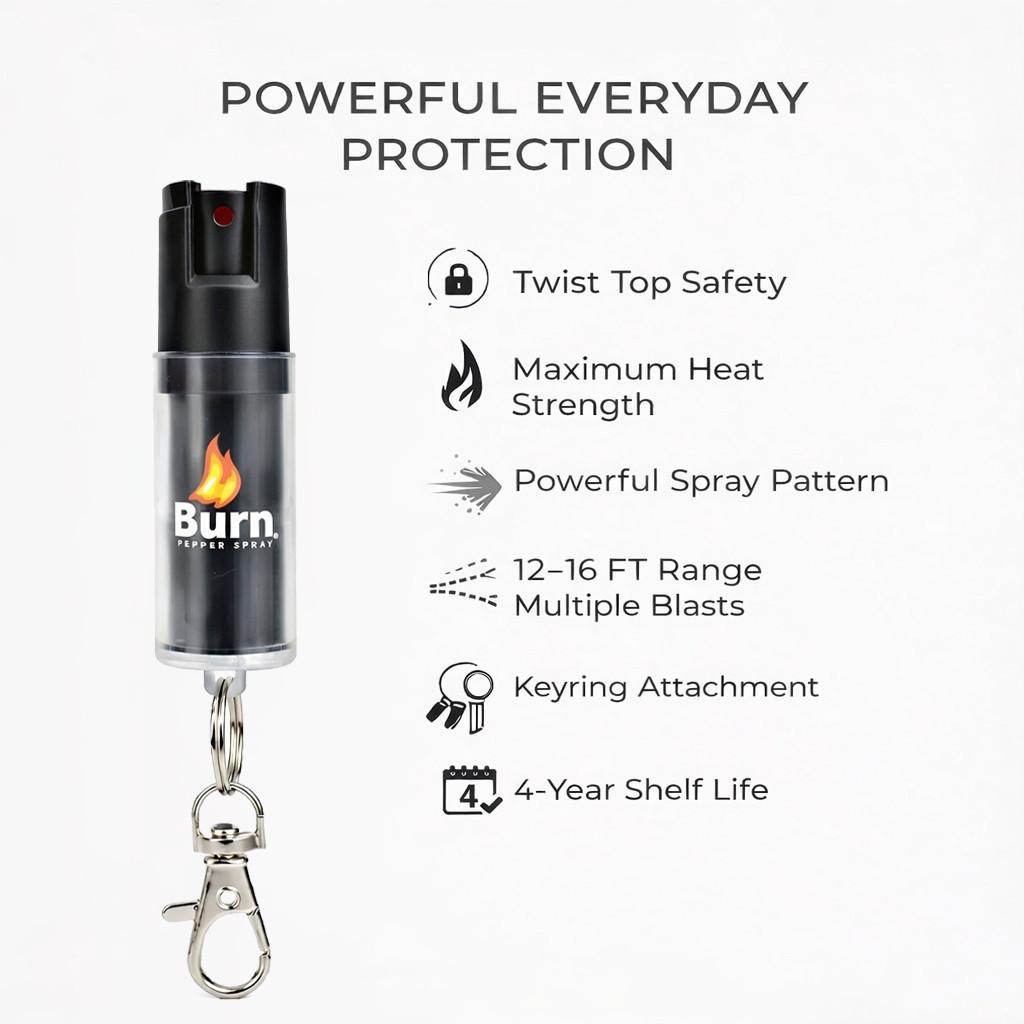 2 Burn Pepper Spray .50oz Self Defense Keychain Security Protection Safety Lock