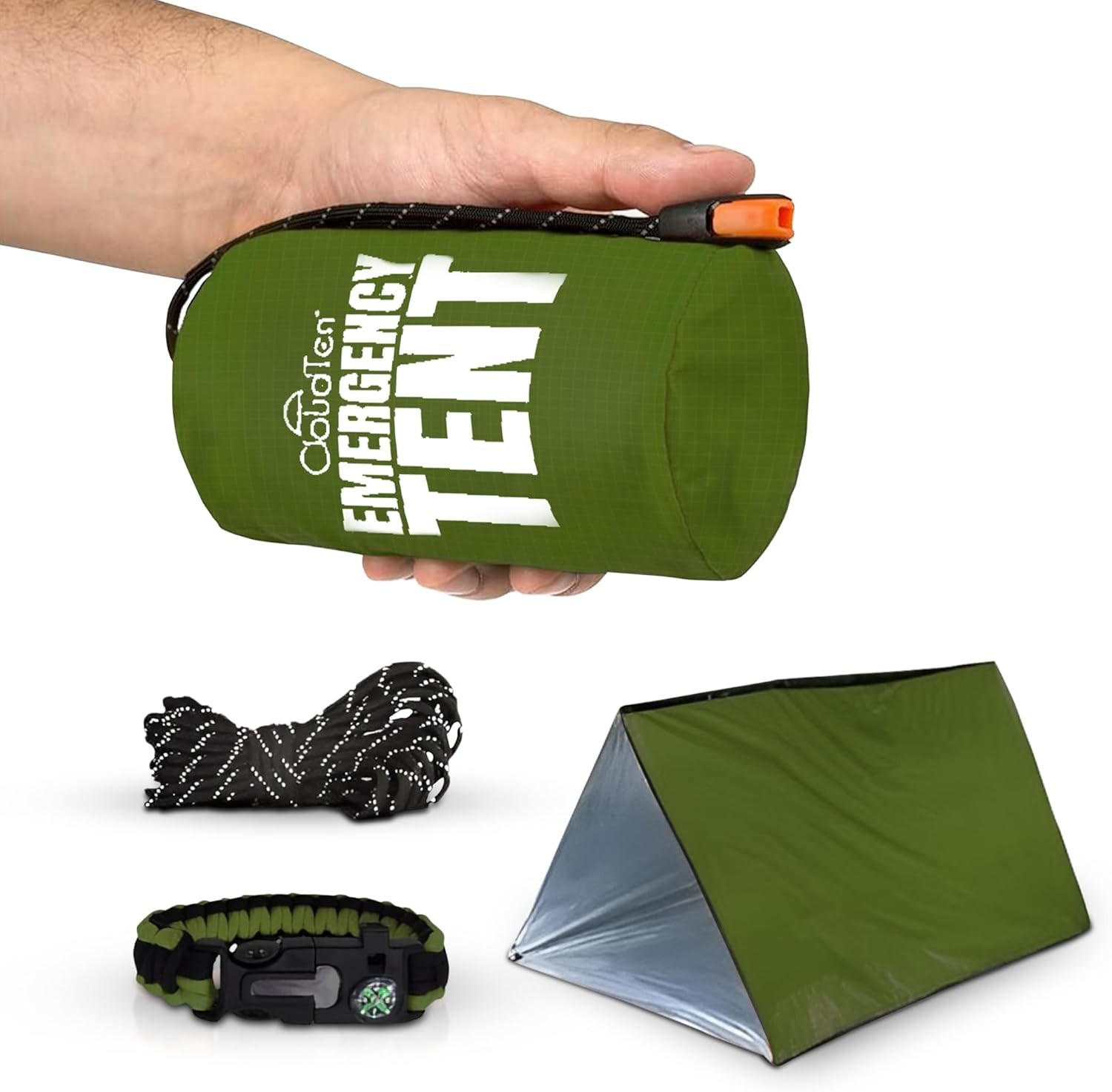 CloudTen Emergency Tent: Lightweight 2 Person Survival Tent with Multi-Function