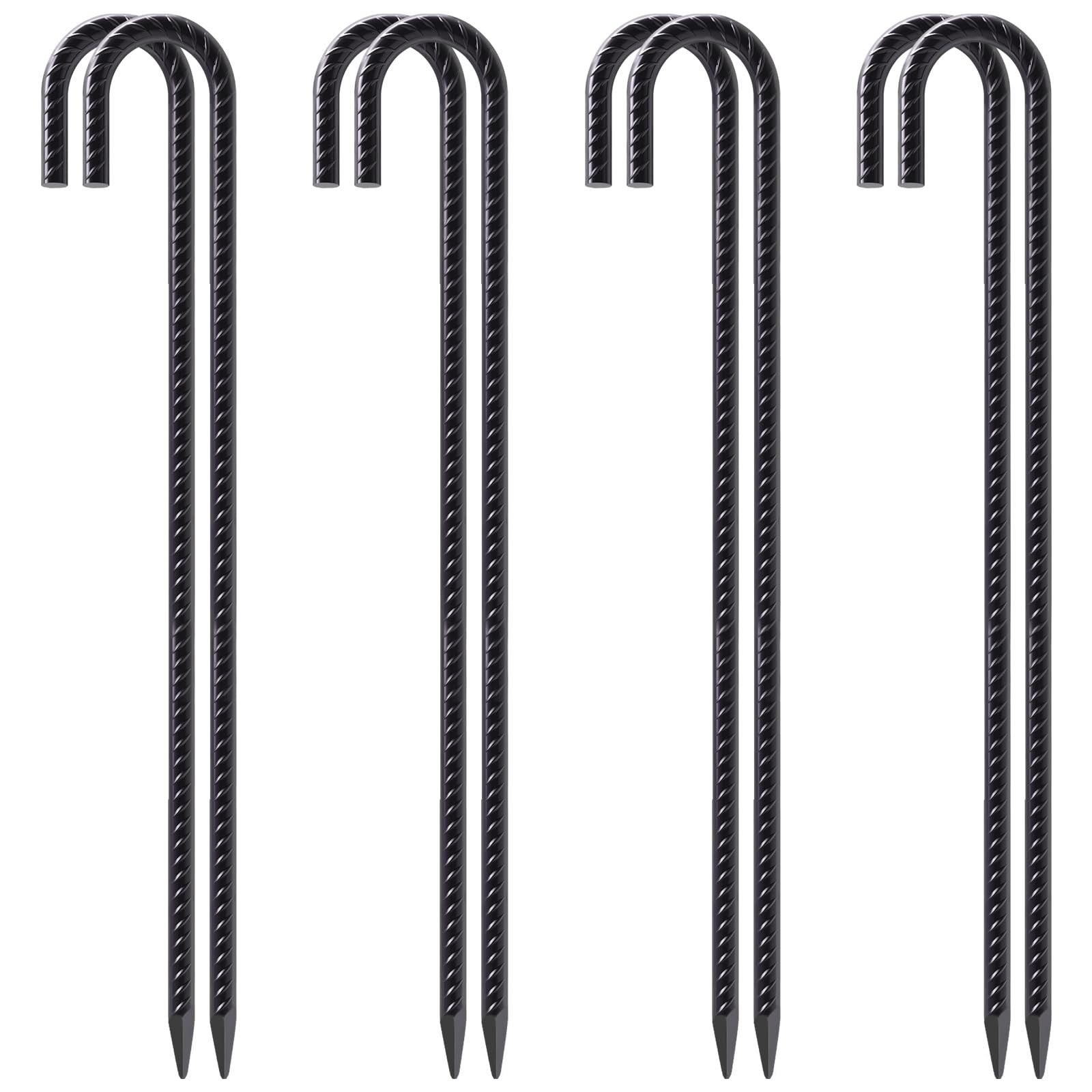 VVOKGO Rebar Stakes 24 Inch J Hook J-24 Inch-8 Pcs, Inch-Φ3/8″-Black