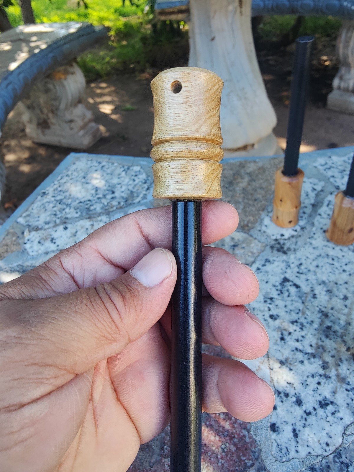Bushcraft 5″ x 1/2 ” ferrocerium rod Black limba wood handle | | mischmetal