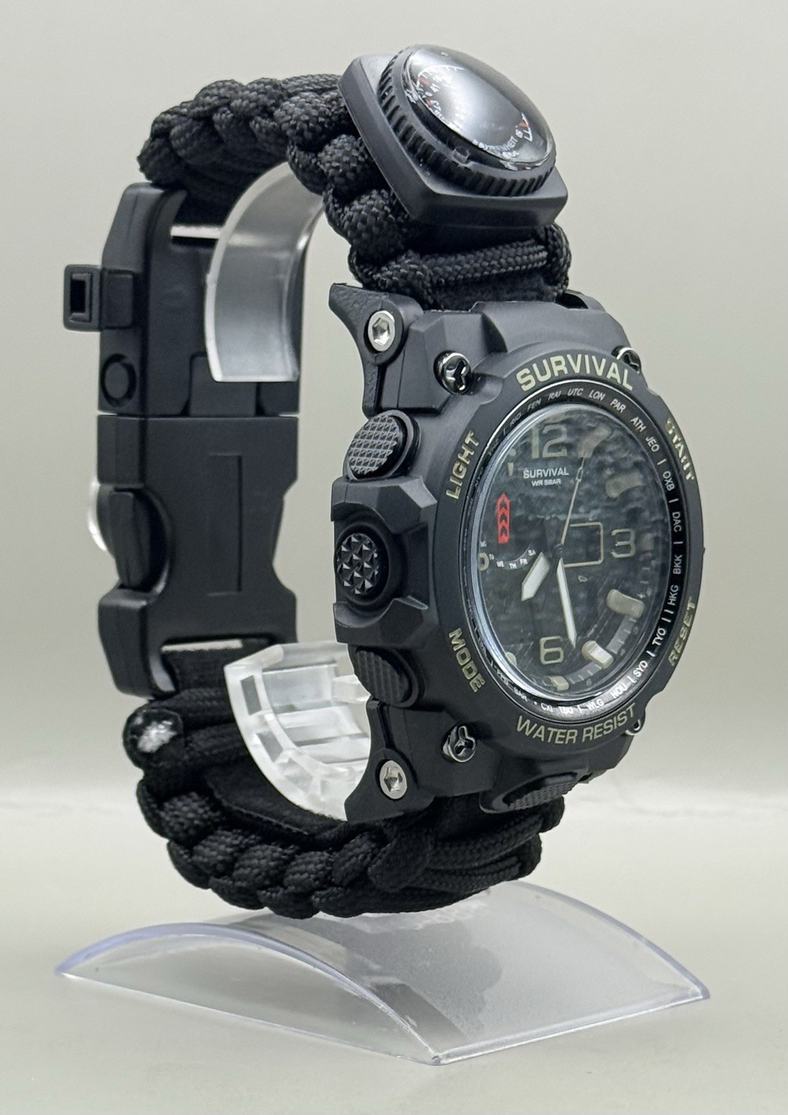 Survival Men’s Tactical Military Digital Watch 23-in-1 Multi-Functional BLACK